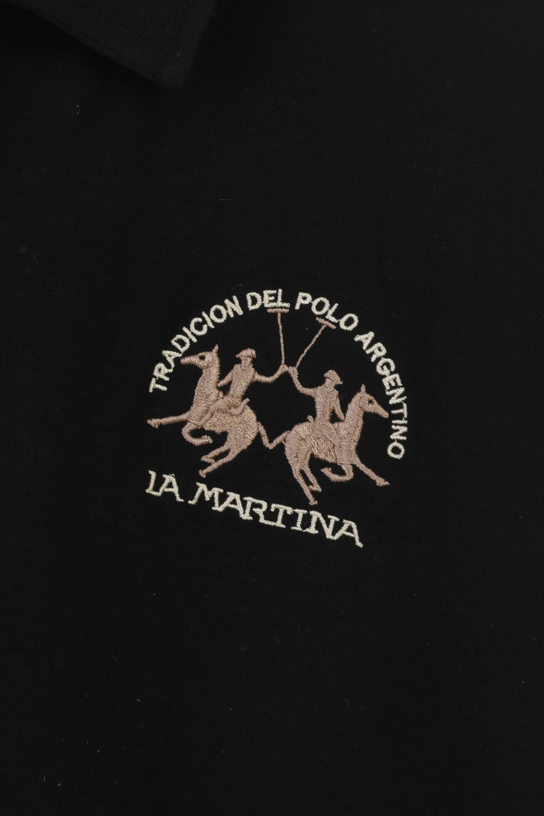 La Martina Men 3XL Polo Shirt Short Sleeve Sport Black Collar Vintage Top - Image 5