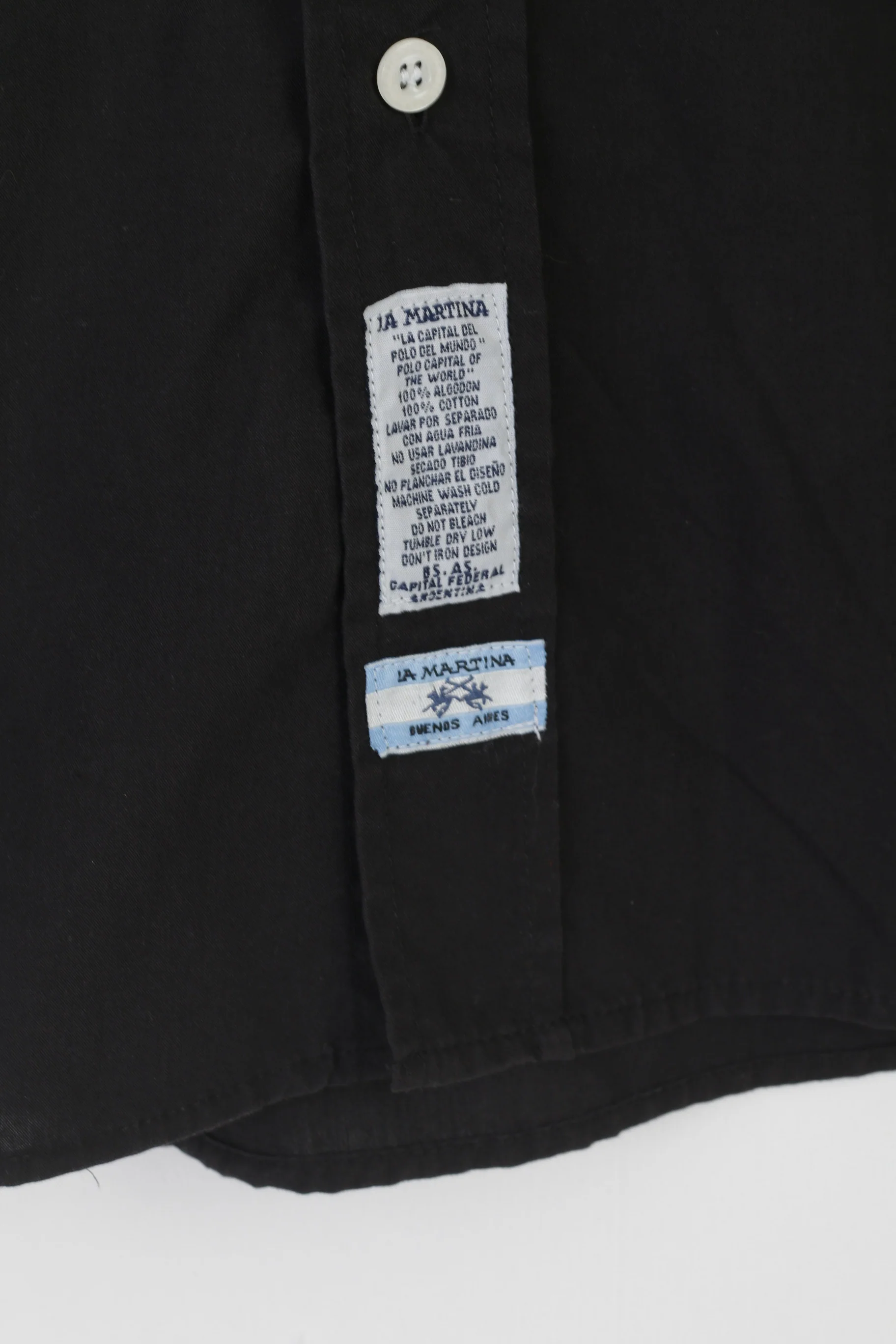 La Martina Men L (M) Casual Shirt Black Cotton Short Sleeve Buenos Aires Top - Image 3