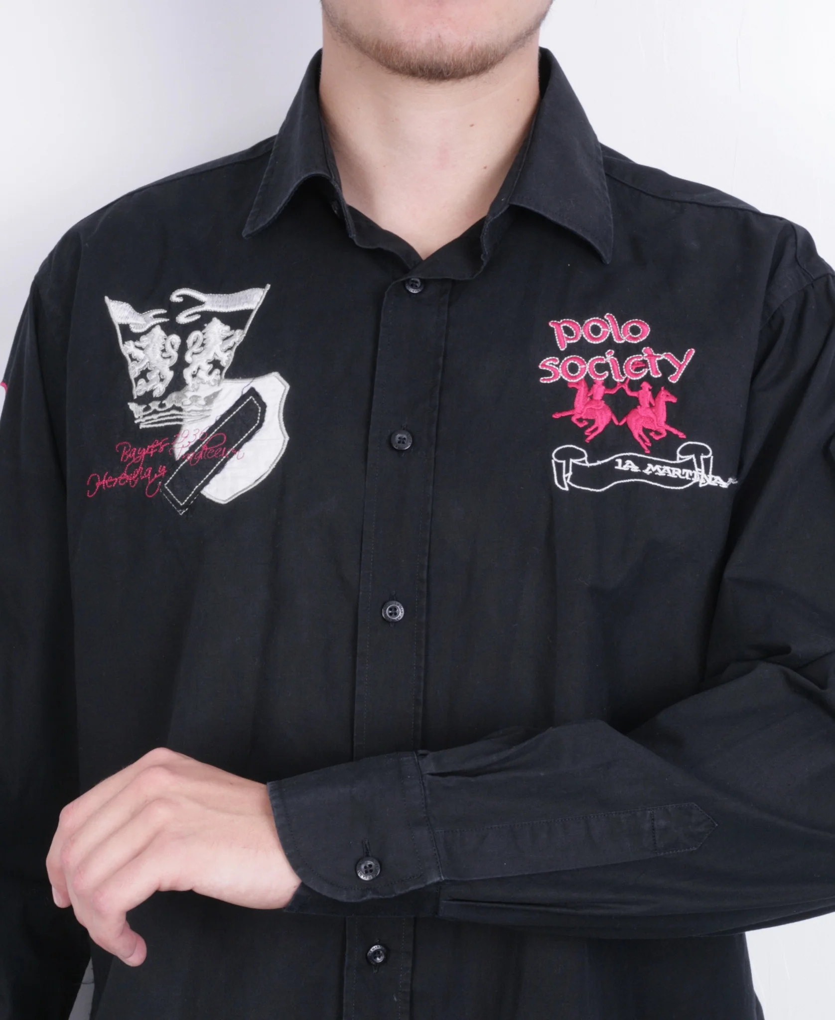 La Martina Mens 2XL Casual Shirt Black Cotton Polo Society XXL - Image 3