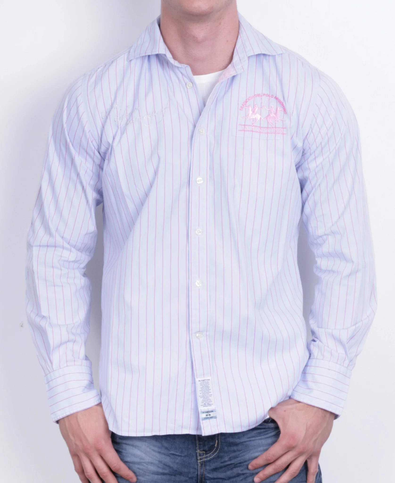La Martina Mens L Casual Shirt Blue Cotton Buenos Aires Long Sleeve - Image 2