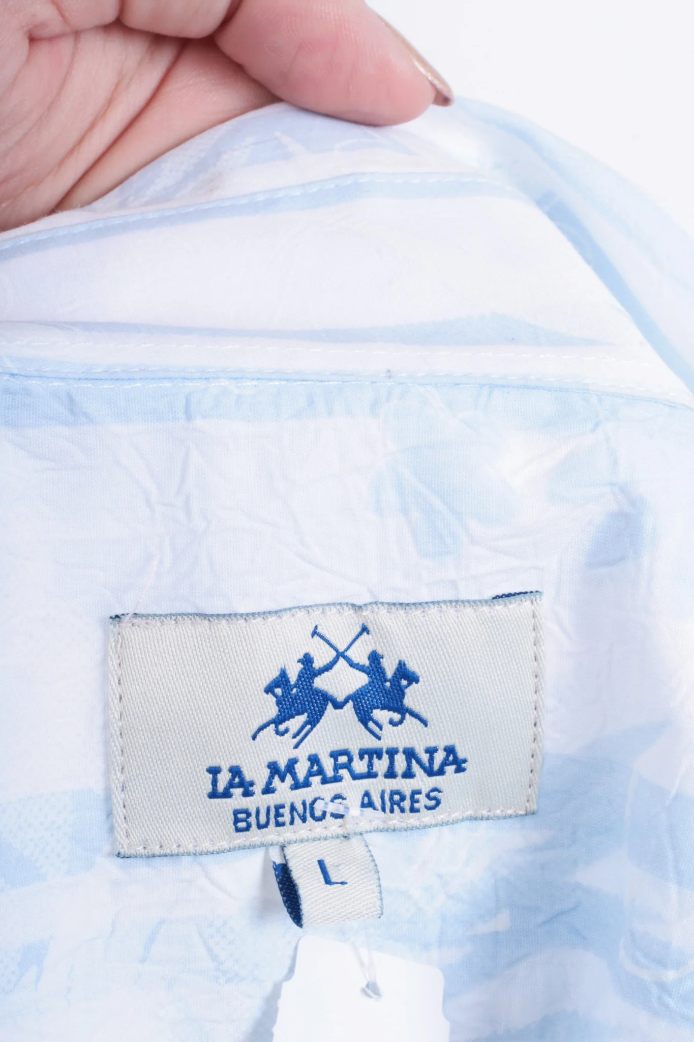 La Martina Mens L Casual Shirt White Cotton Short Sleeve Buenos Aires - Image 4