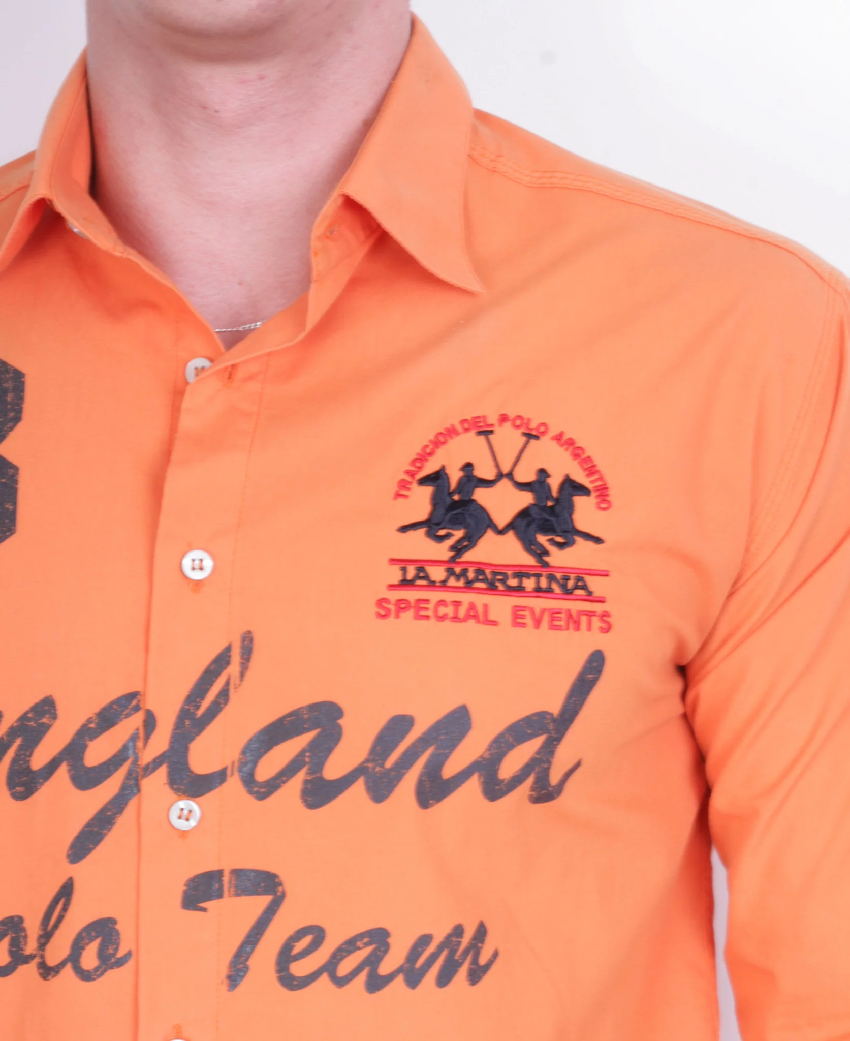 La Martina Mens XL Casual Shirt Long Sleeve Orange Argentino - Image 3