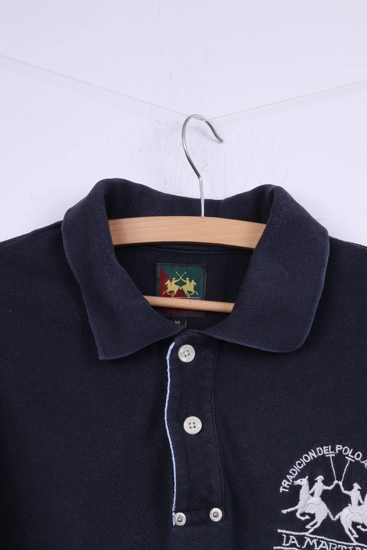 La Martina Mens XL Polo Shirt Navy Cotton Buttons Detailed Top - Image 2