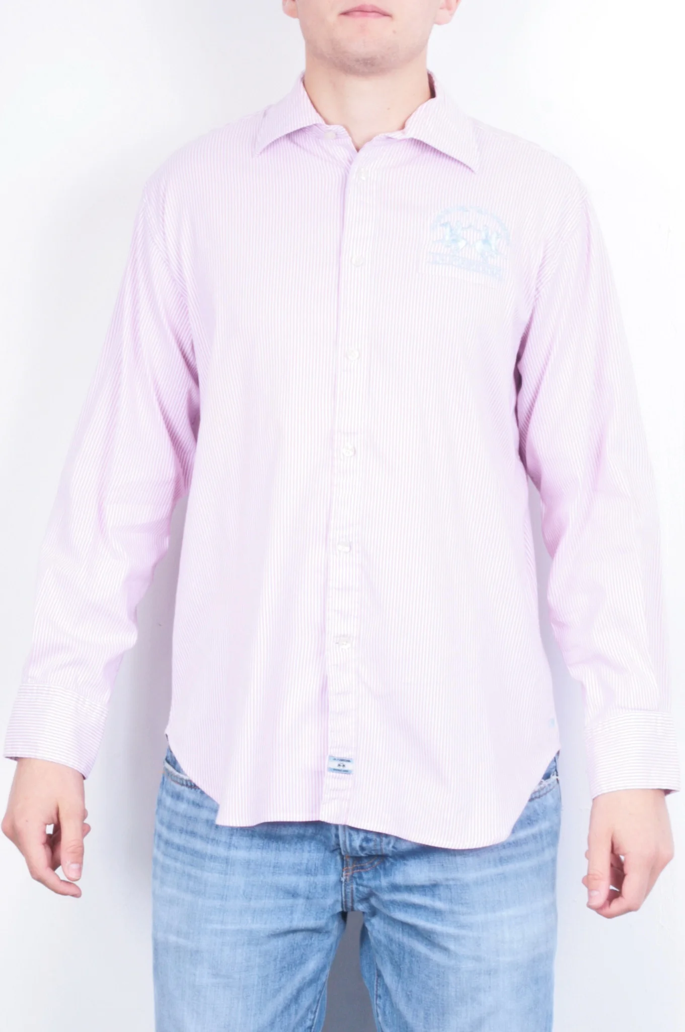 La Martina Mens XXL Casual Shirt Striped Pink Cotton Buenos Aires - Image 2