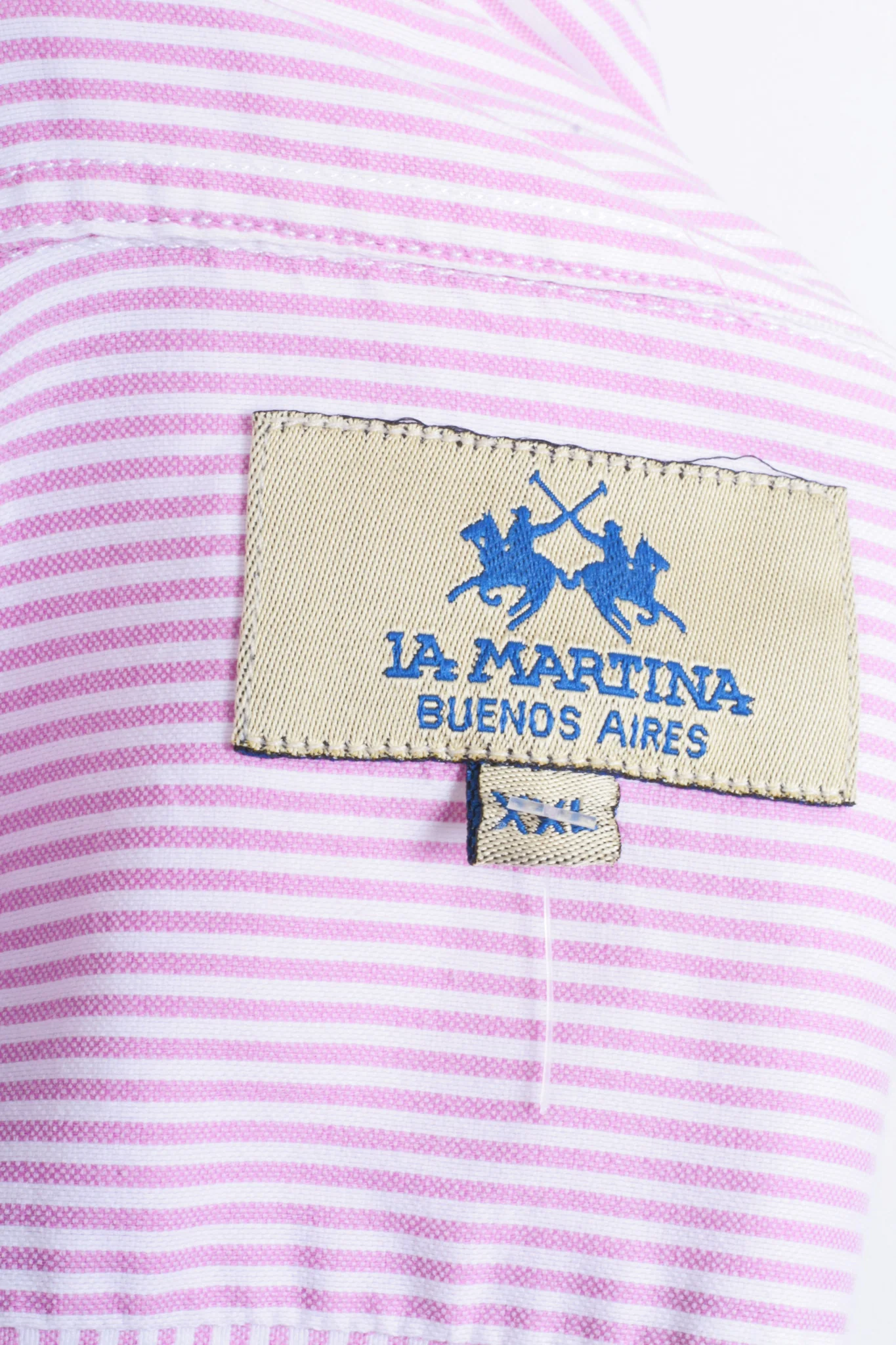 La Martina Mens XXL Casual Shirt Striped Pink Cotton Buenos Aires - Image 4