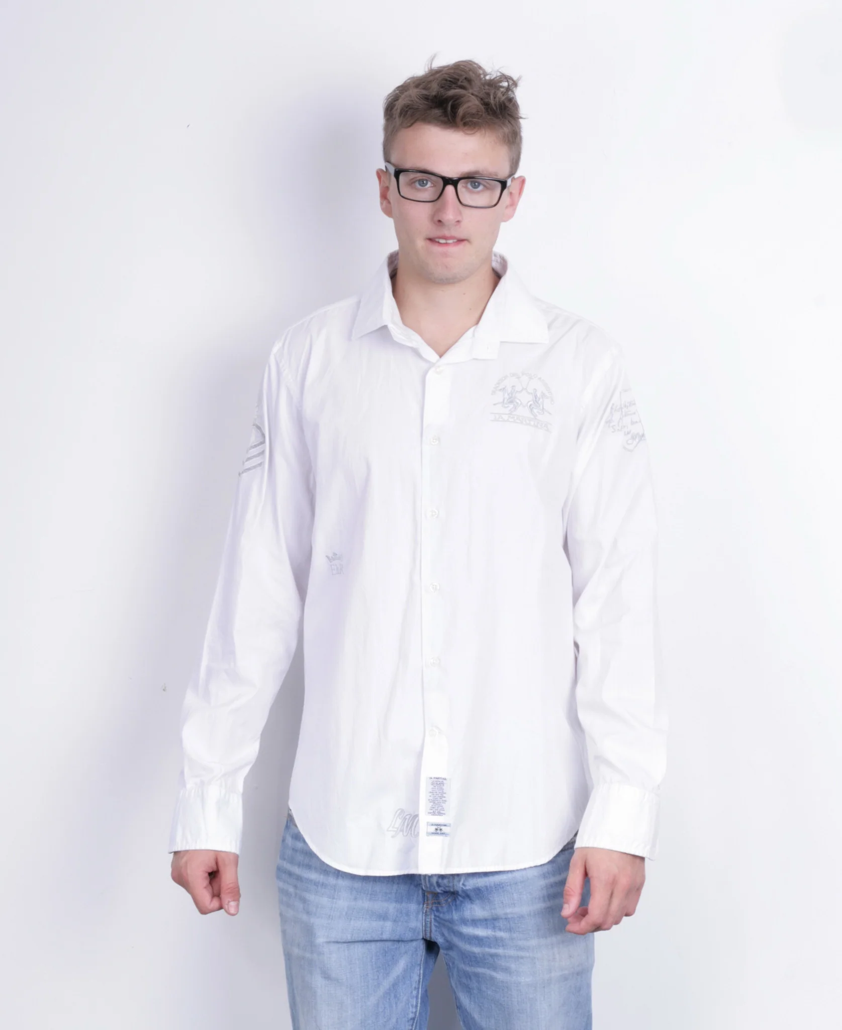 La Martina Mens XXL Casual Shirt White Heritage Cotton