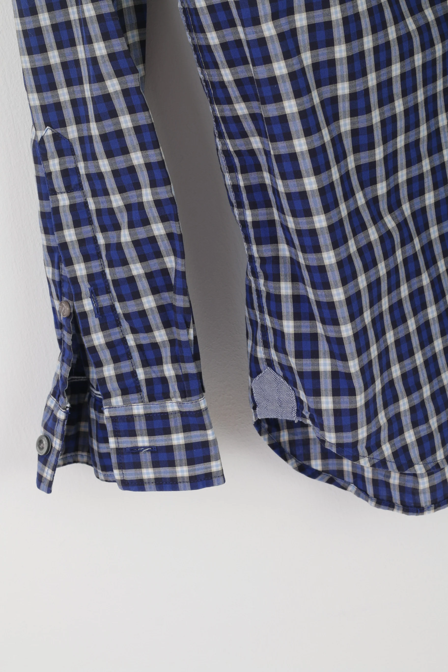 Lacoste Men 39 S/M Casual Shirt Blue Check Cotton Refular Fit Long Sleeve Top - Image 4