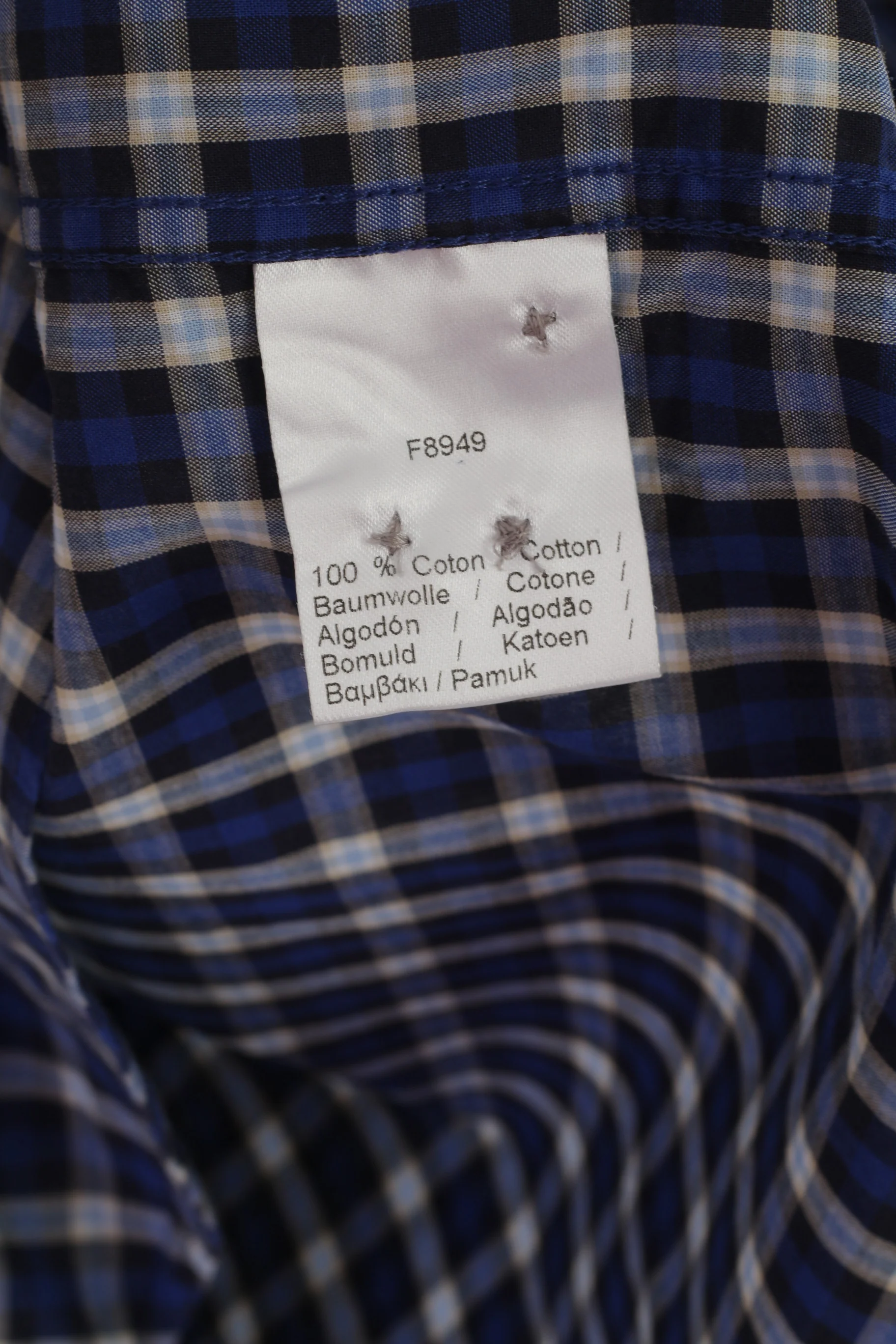 Lacoste Men 39 S/M Casual Shirt Blue Check Cotton Refular Fit Long Sleeve Top - Image 6