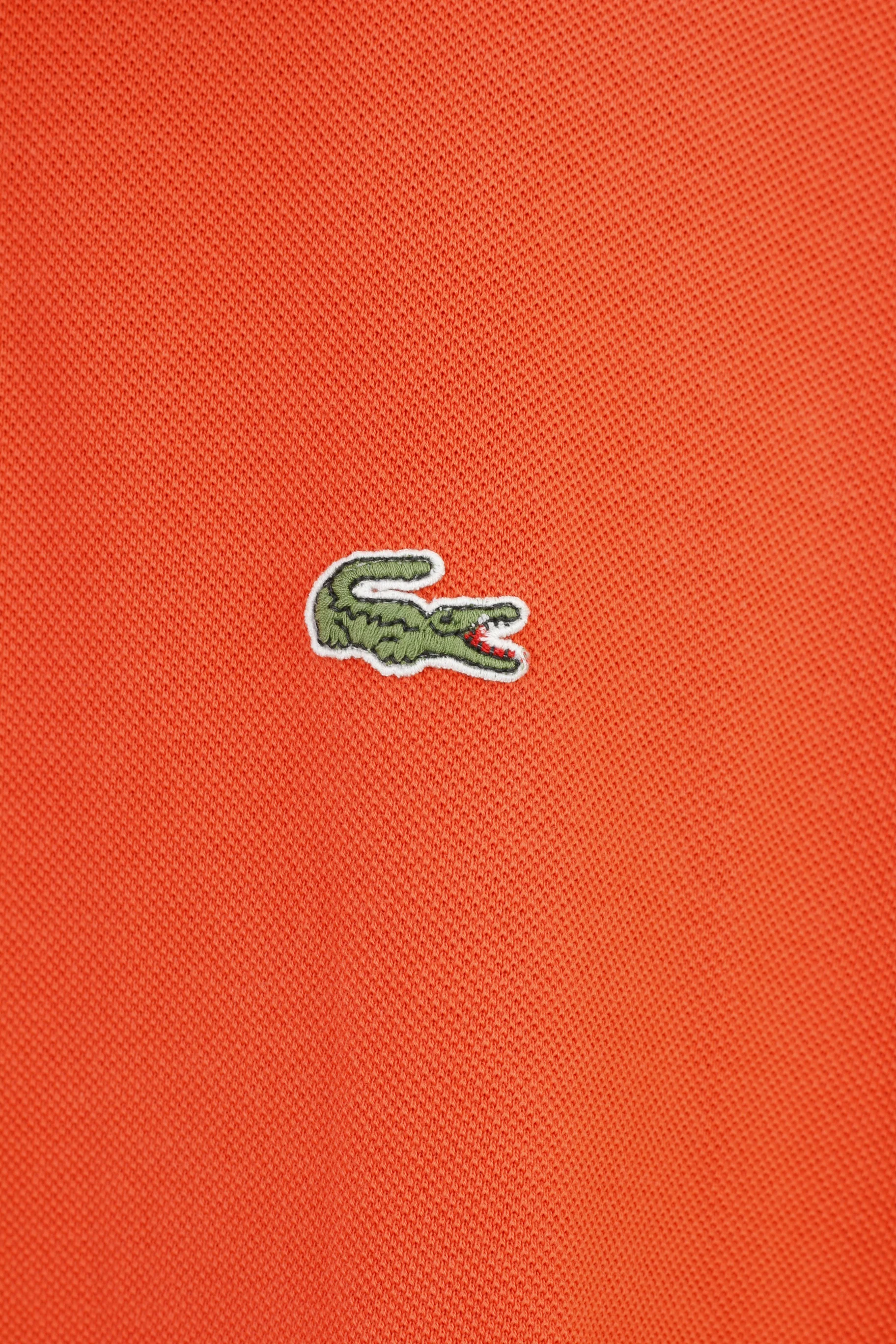 Lacoste Men 7 2XL Polo Shirt Orange Cotton Detailed Buttons Vintage Top - Image 4