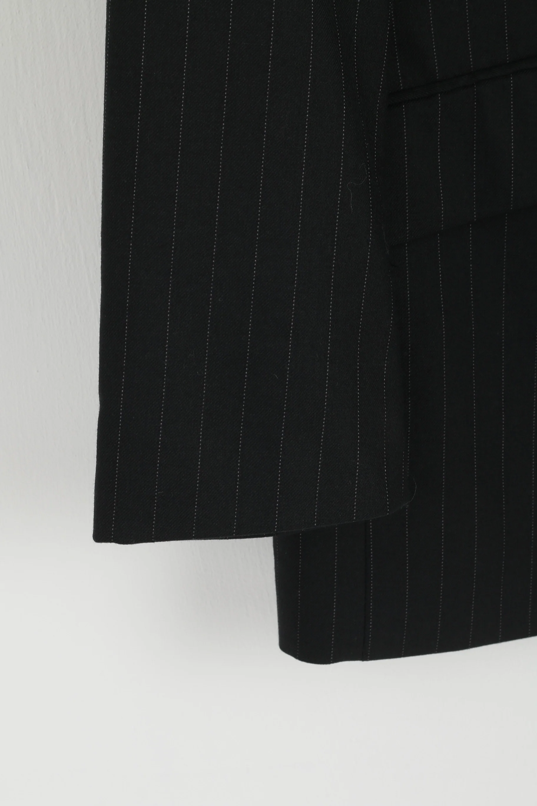 Lambretta Men 40 102 Blazer Black Wool Striped Single Breasted Classic Jacket - Image 4