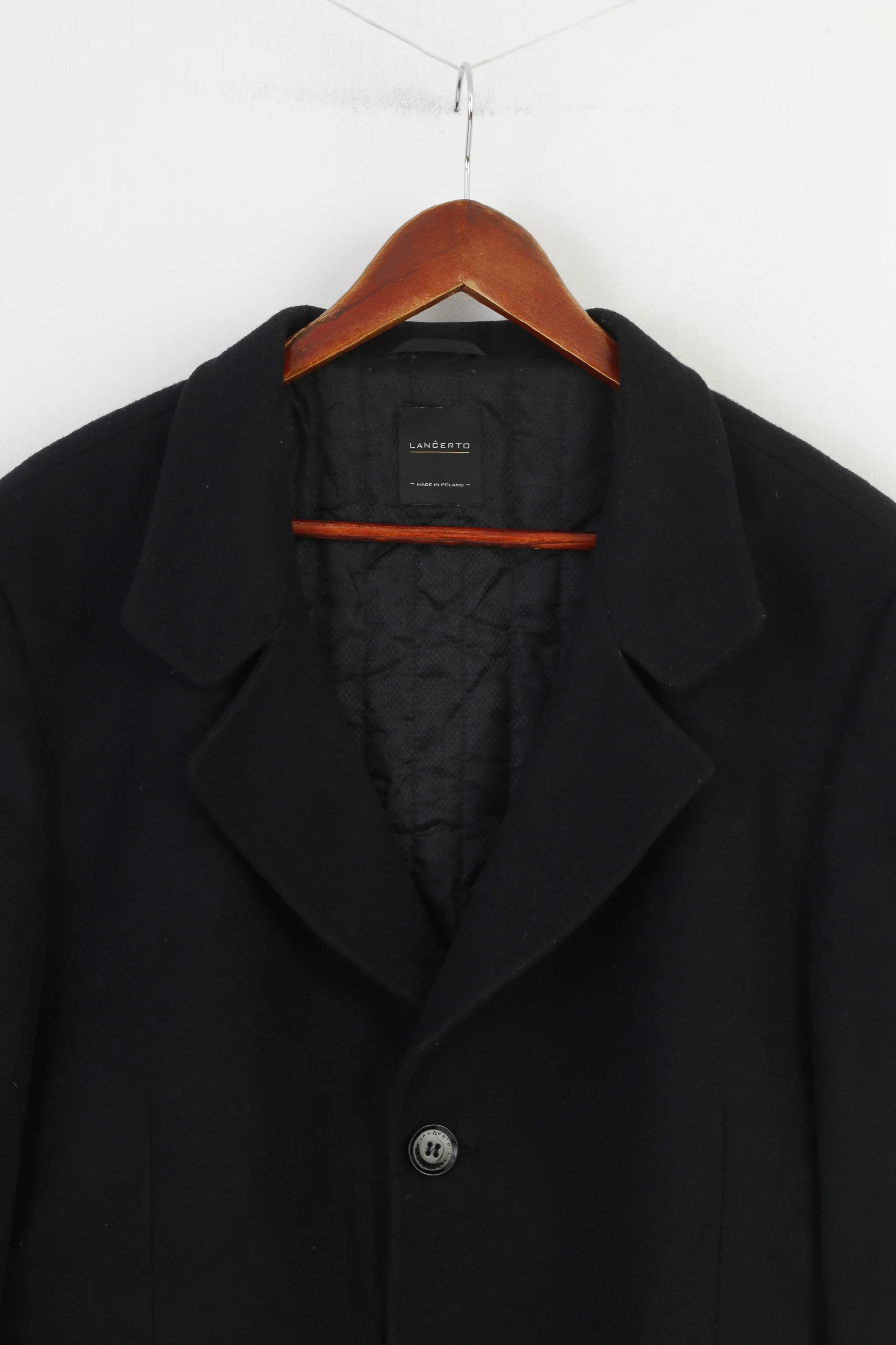 Lancerto Men 58 Blazer Wool Black Breasted Buttons Long Sleeve Elegant Top - Image 2