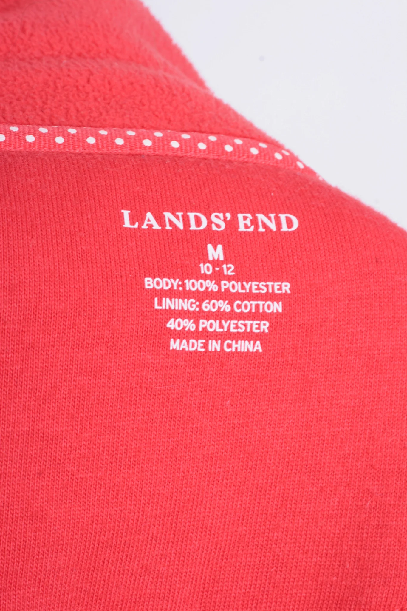 Lands'End Womens M Fleece Jacket Orange Buttons Down - Image 4