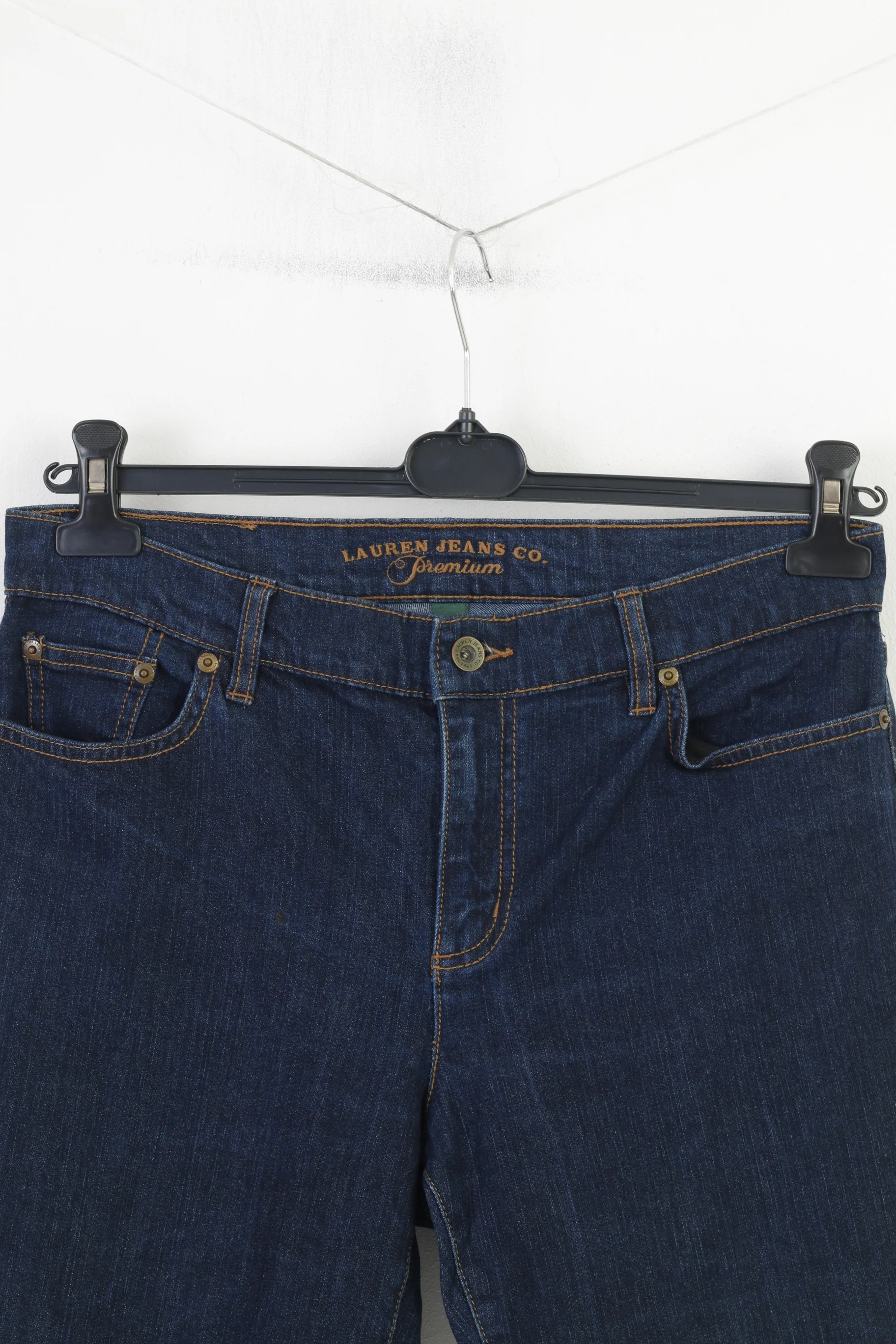 Lauren Jeans Co. Women 6 Trousers Navy Classic Staight Leg Denim Cotton Premium Vintage Pants - Image 2