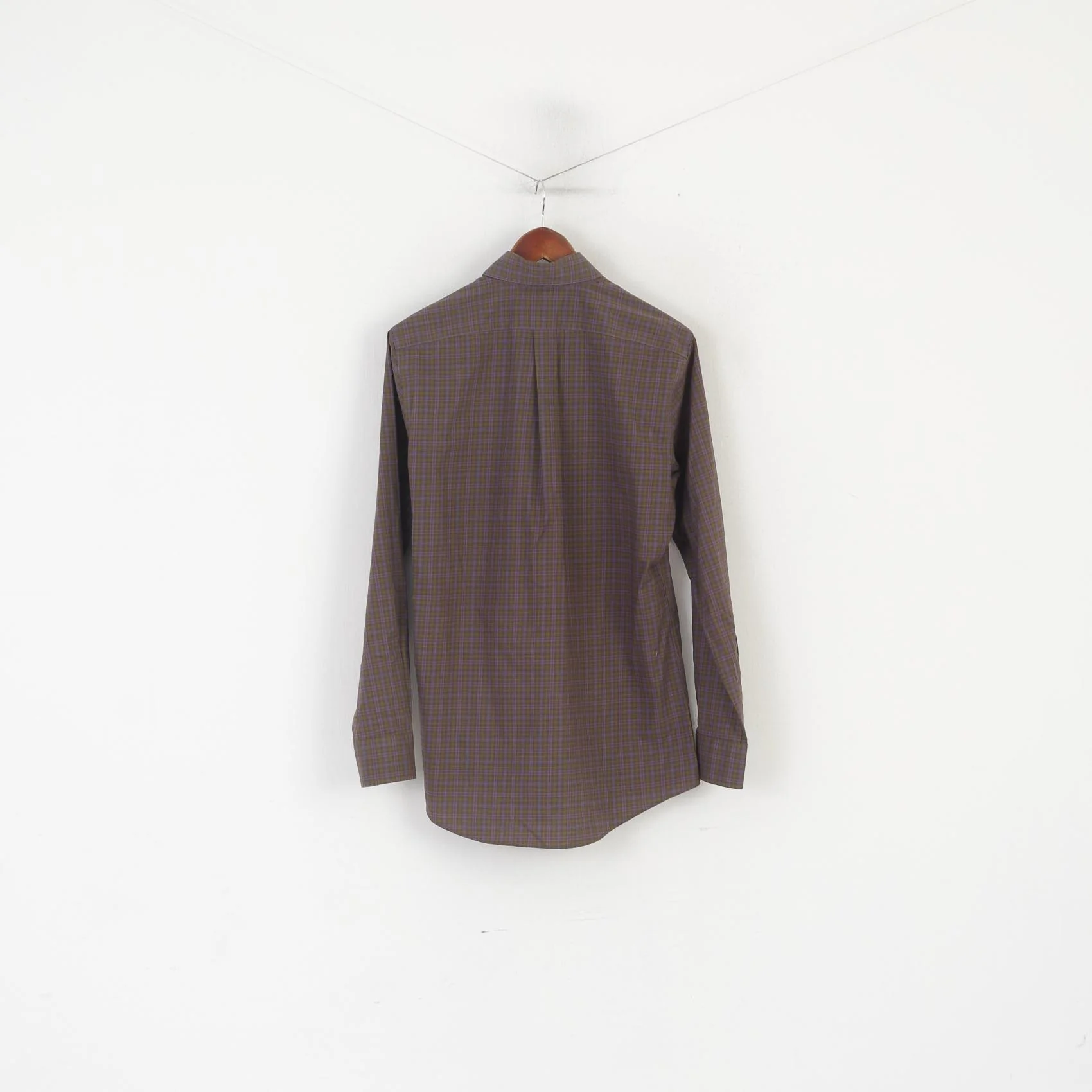 Lauren Ralph Lauren Men M Casual Shirt Purple Green Check Fitted Non Iton Top - Image 7