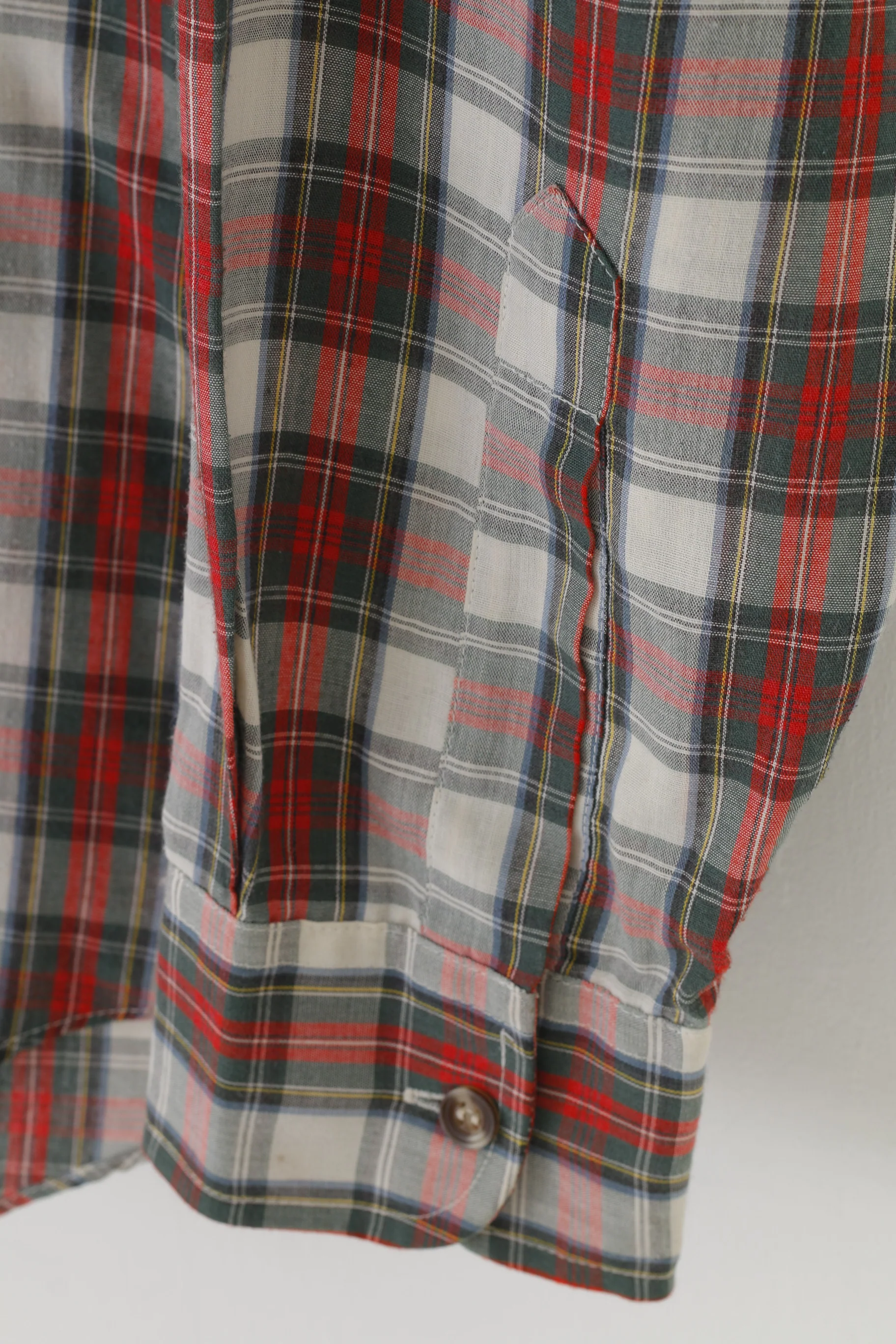 Lee Men M Casual Shirt Checkered Long Sleeve Collar Cream Red Top - Image 3