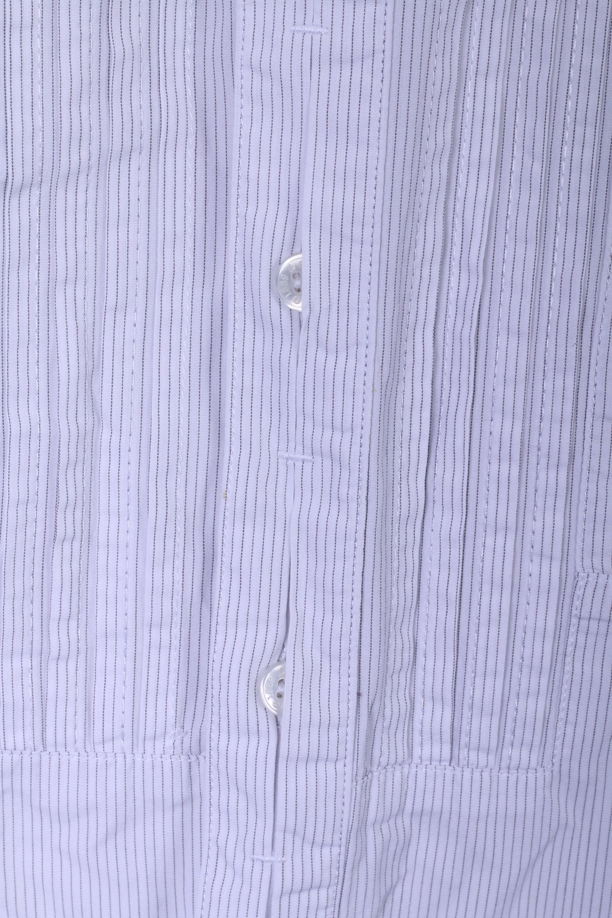 Lee Mens L Casual Shirt Stand Up Collar Striped White Long Sleeve Top - Image 4