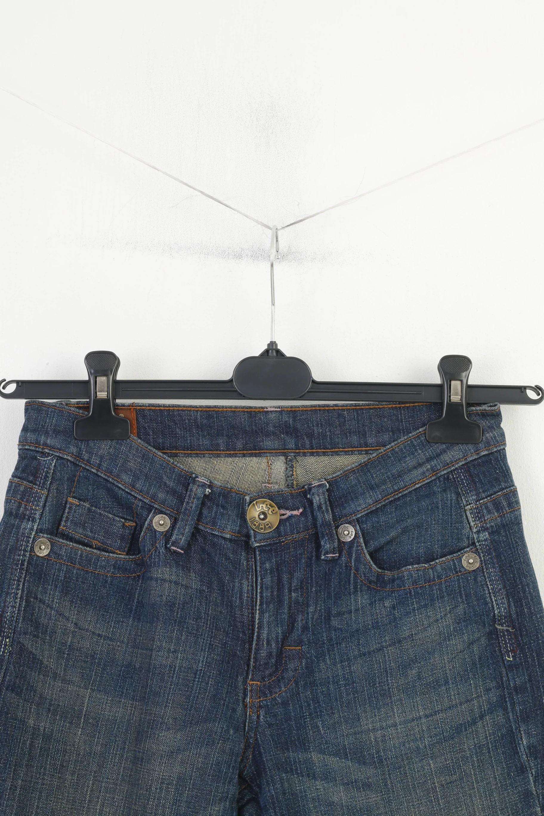 Lee Women 3 M Trousers Capri Navy Jeans Denim Cotton Vintage Pants - Image 2