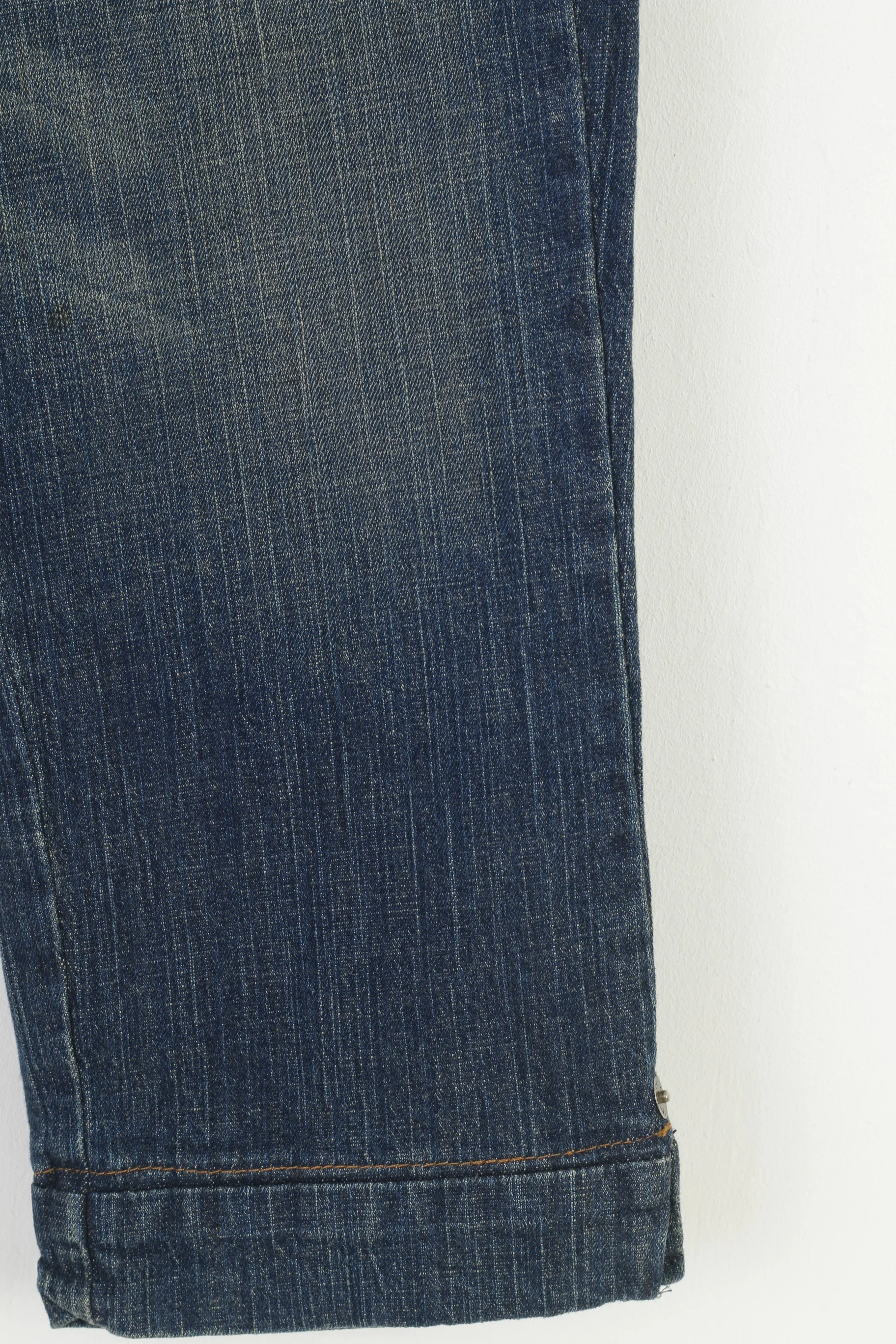 Lee Women 3 M Trousers Capri Navy Jeans Denim Cotton Vintage Pants - Image 3
