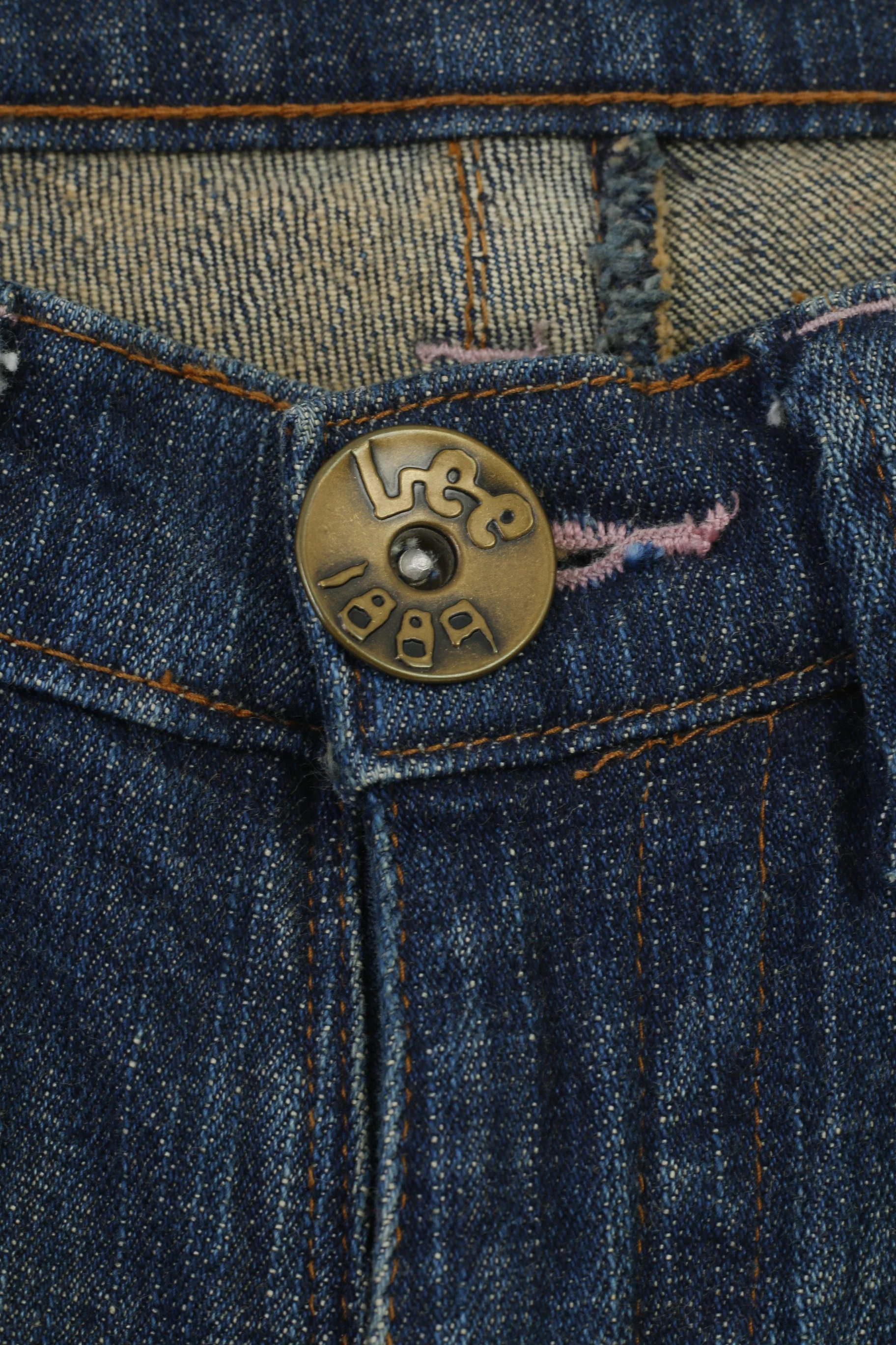 Lee Women 3 M Trousers Capri Navy Jeans Denim Cotton Vintage Pants - Image 4