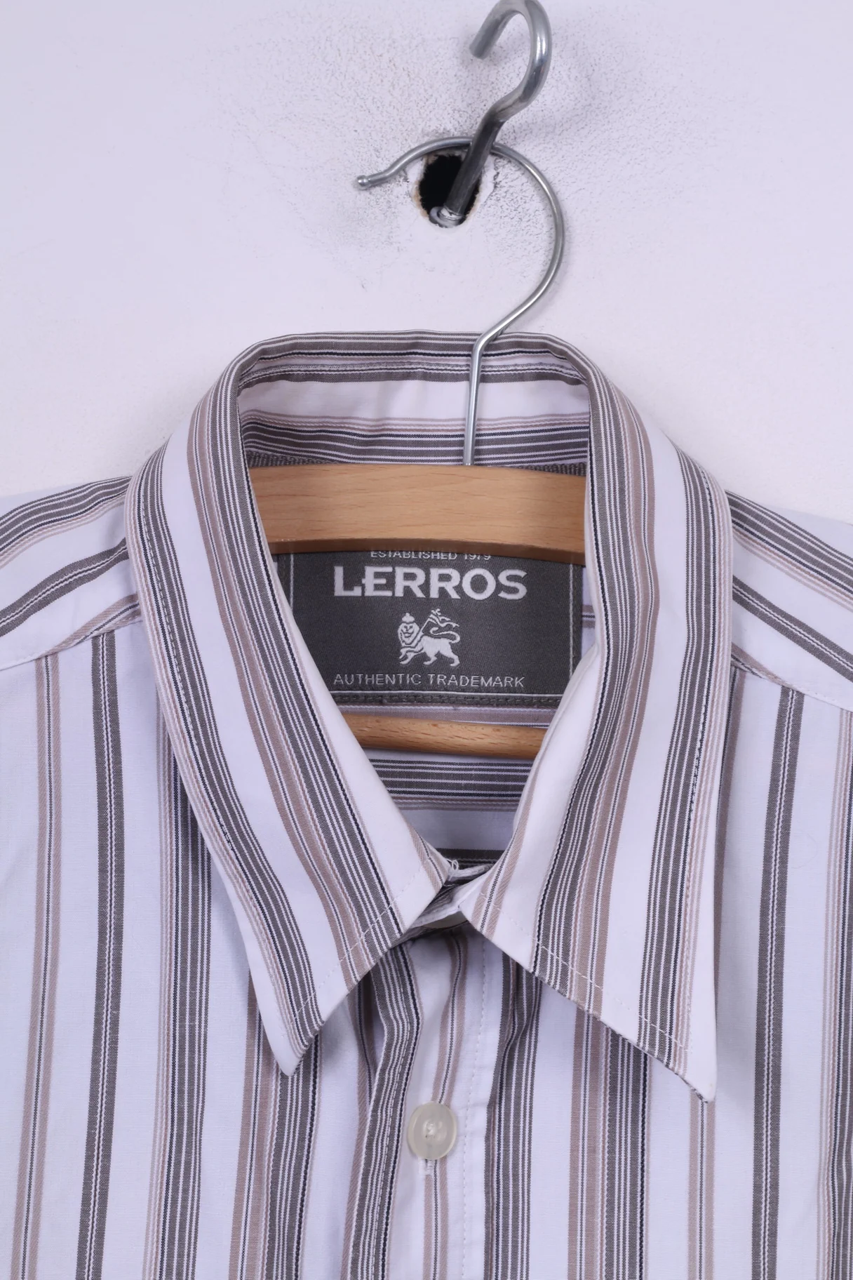 Lerros Mens M Casual Shirt Striped White Long Sleeve Top Cotton - Image 2