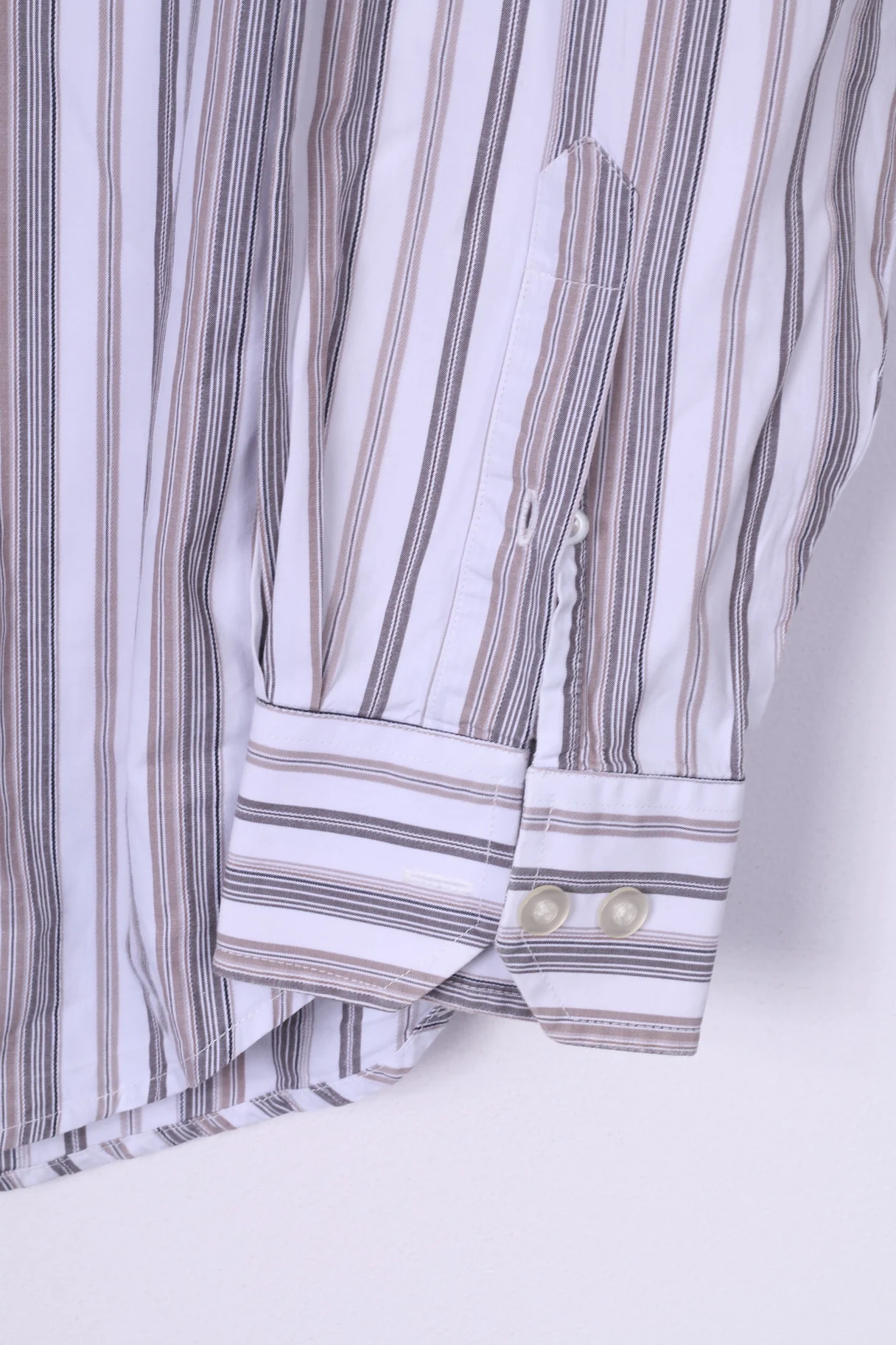 Lerros Mens M Casual Shirt Striped White Long Sleeve Top Cotton - Image 4