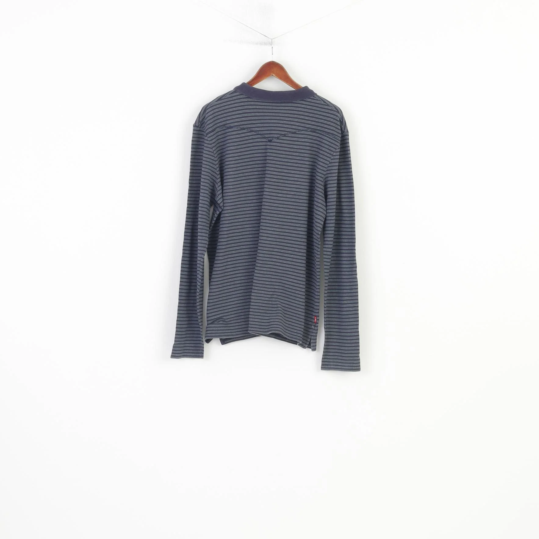 Levi Strauss & Co Men L Polo Shirt Navy Striped Long Sleeve Classic Levi's  vintage Top - Image 8