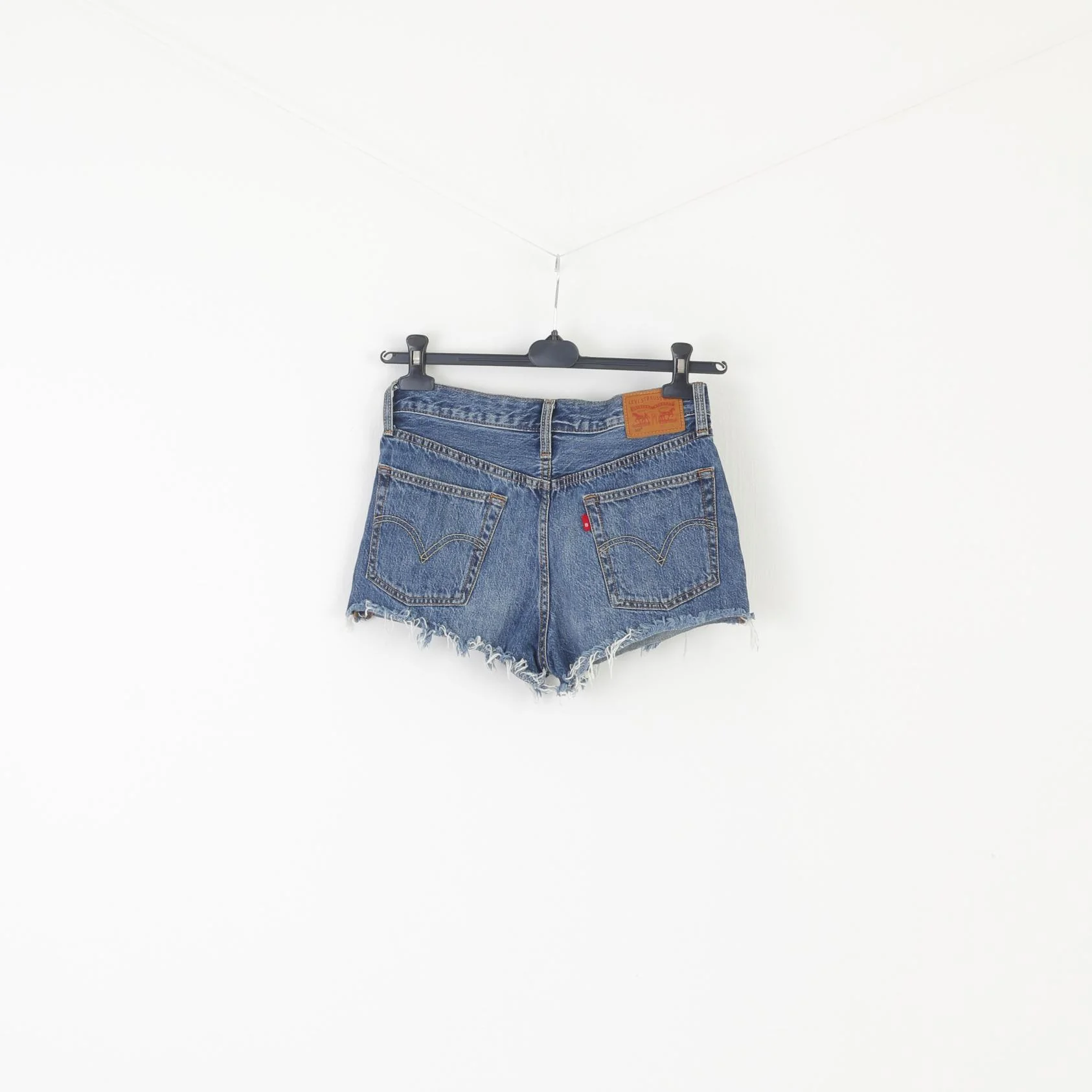 Levi's 501 Women 27 Shorts Blue Jeans Denim Frayed Cuffs Vintage Hot Pant - Image 6