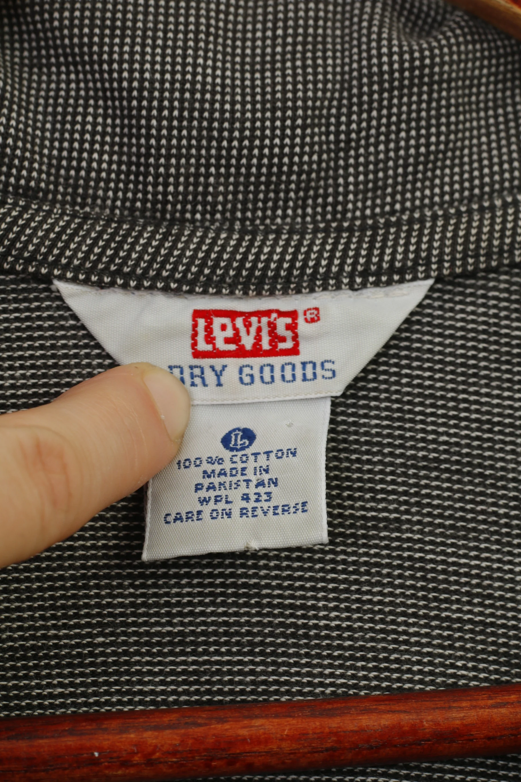 Levi's Dry Goods Men L Polo Shirt Cotton Dark Grey Short Sleeve Lapel Neck Collar Top - Image 5