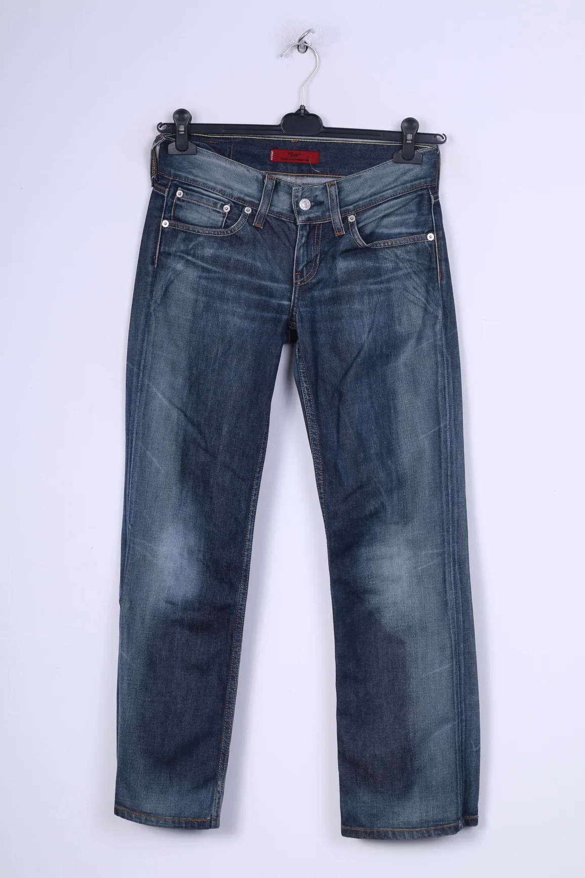 Levi's Eve Square Womens W28 L30 Trousers Denim Cut Stright Leg Navy Washed
