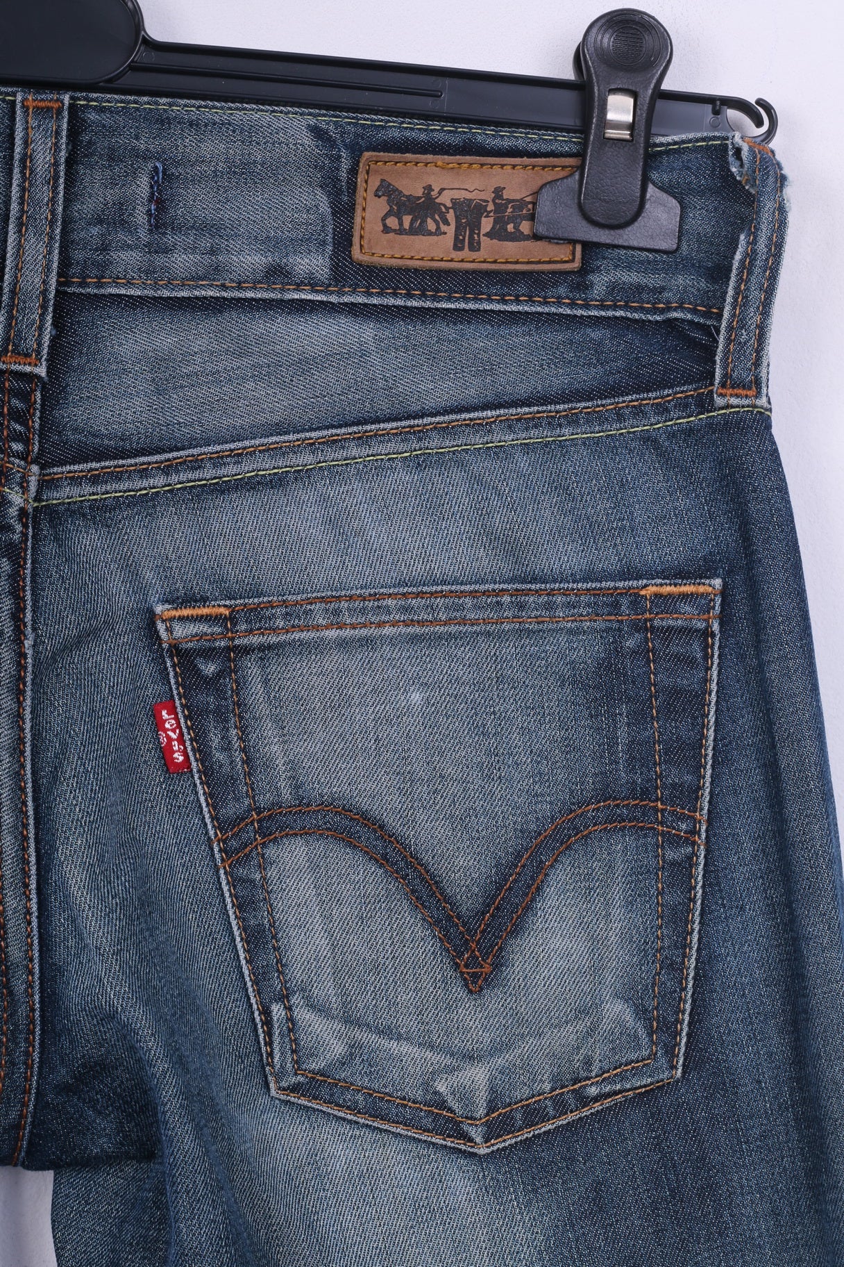 Levi's Eve Square Womens W28 L30 Trousers Denim Cut Stright Leg Navy Washed - Image 5