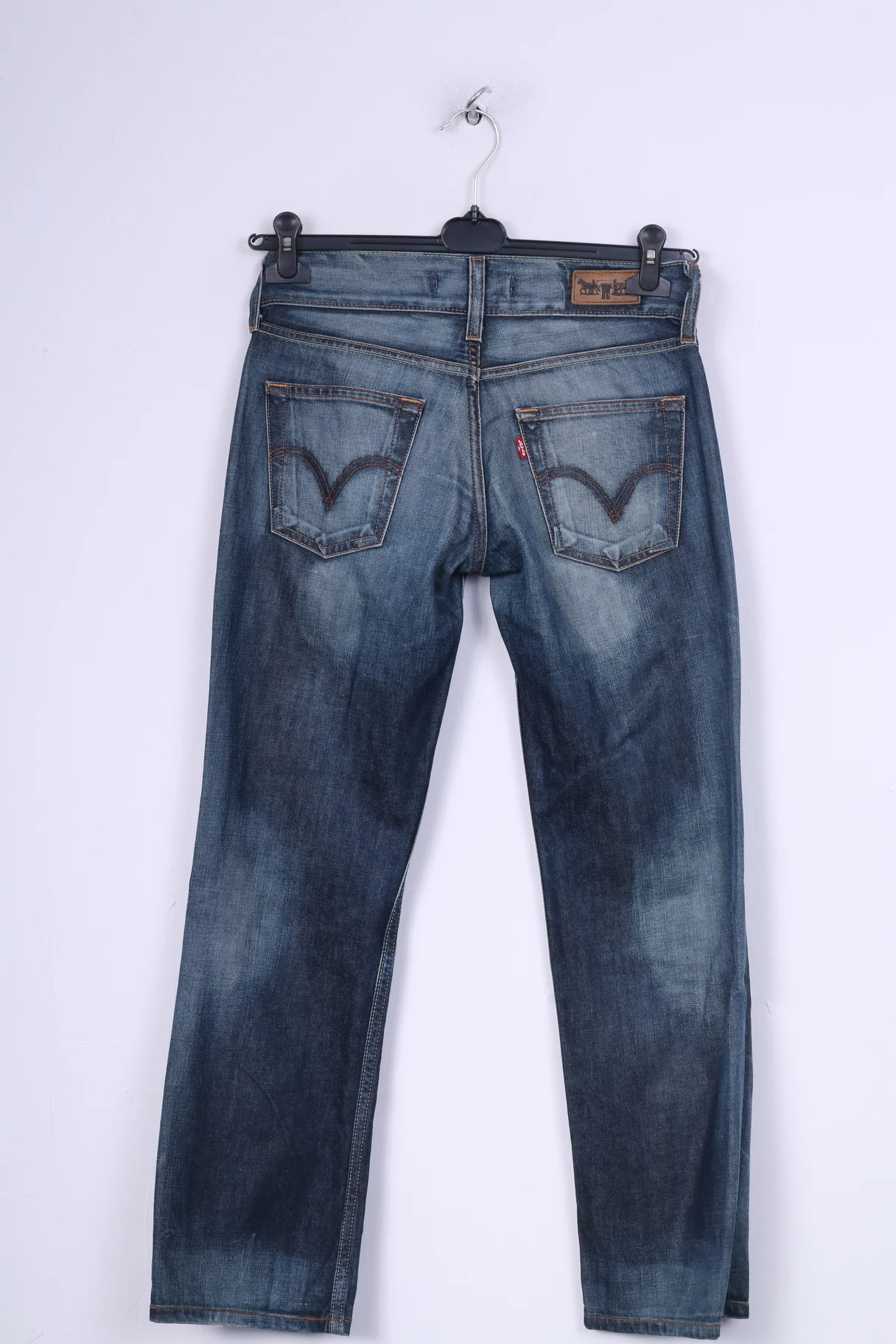 Levi's Eve Square Womens W28 L30 Trousers Denim Cut Stright Leg Navy Washed - Image 6