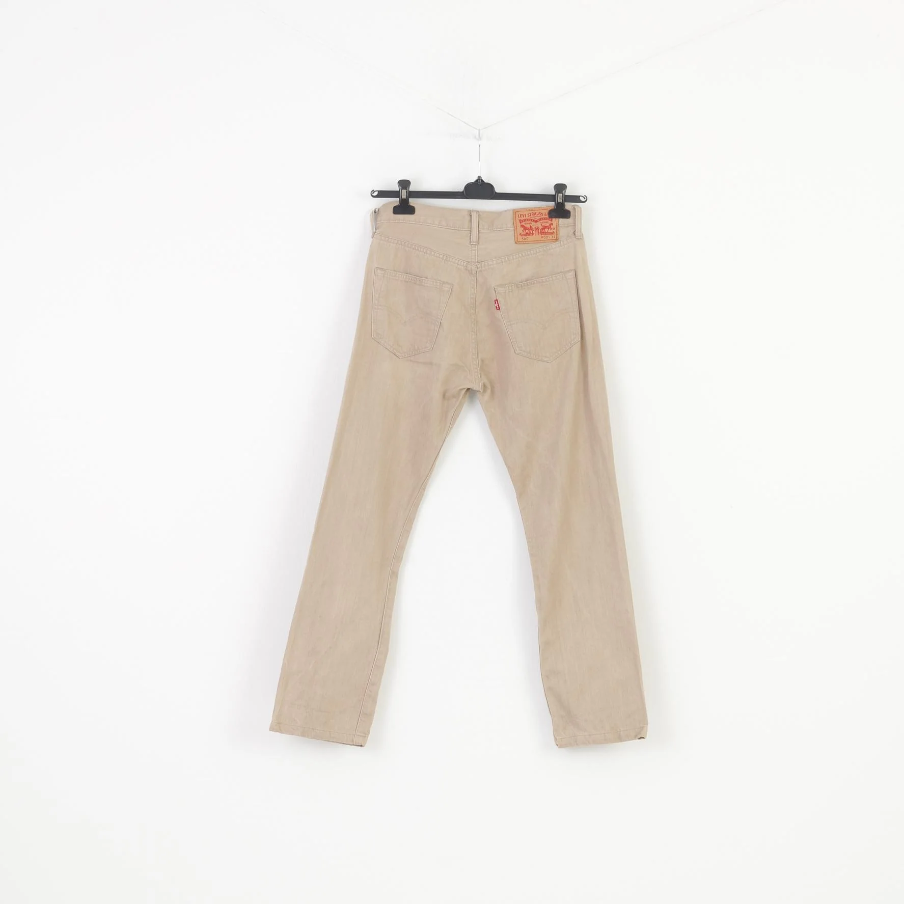 Levi's Men 30 34 Trousers Beige Cotton Quality Clothing 501 Buttons High Waist Top - Image 8