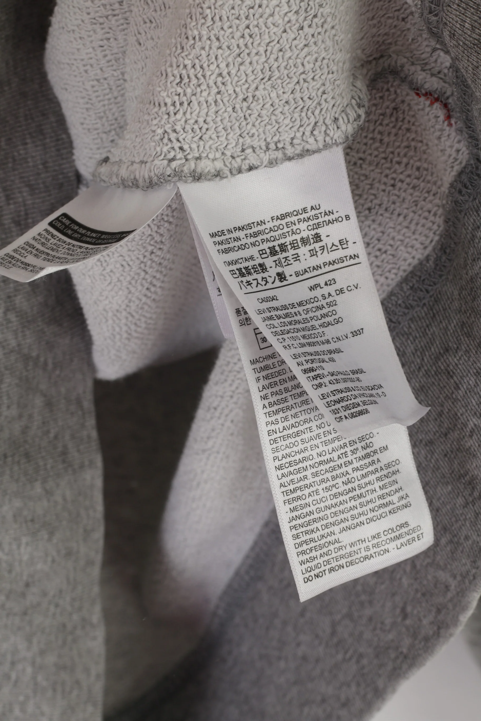 Levi's Men M Sweatshirt Gray Cotton Graphic Logo Hooded Vintage Hoodie - Image 5