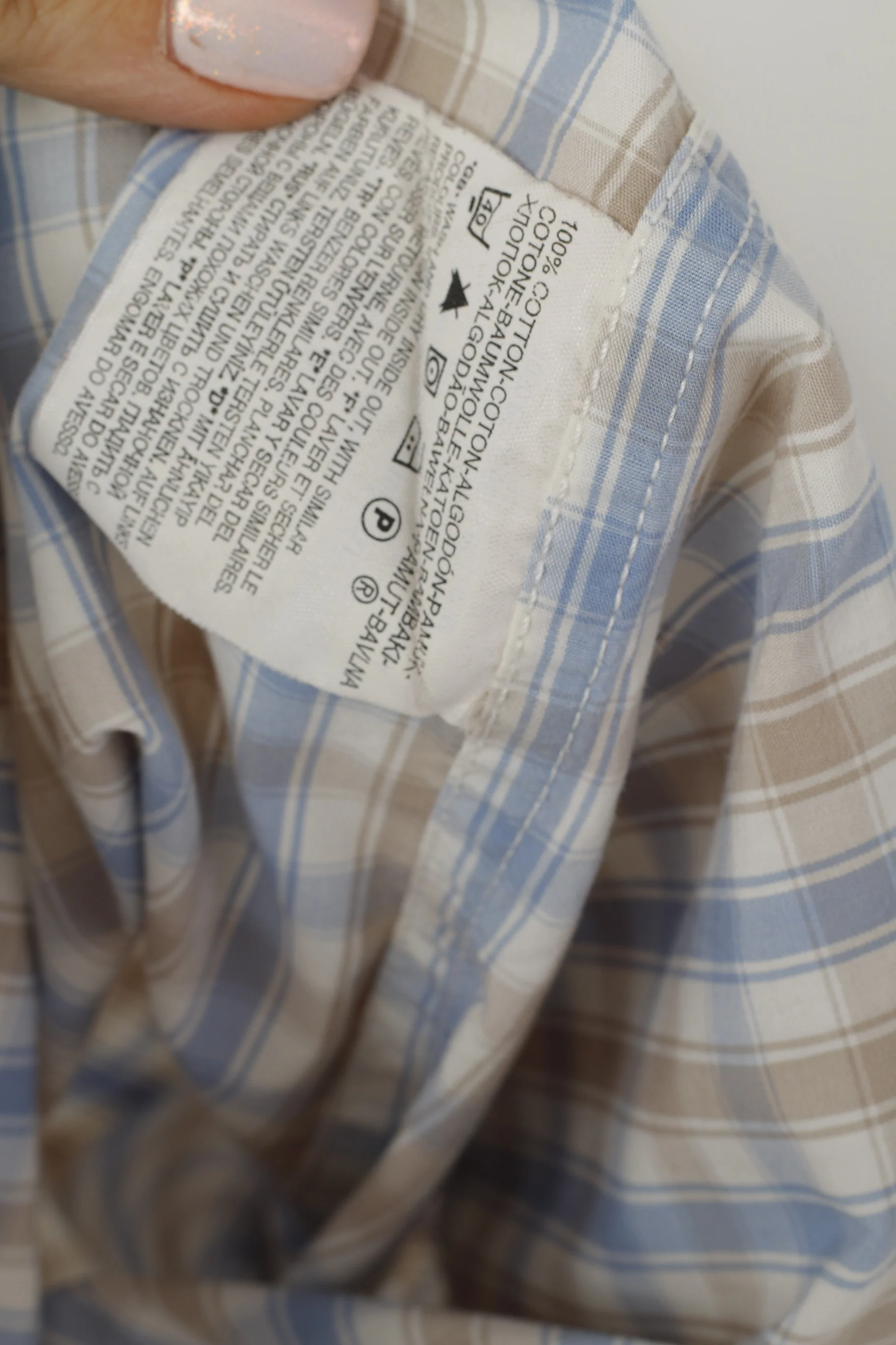 Levi's Men XL Casual Shirt Blue Beige Check Cotton Snap Short Sleeve Top - Image 6