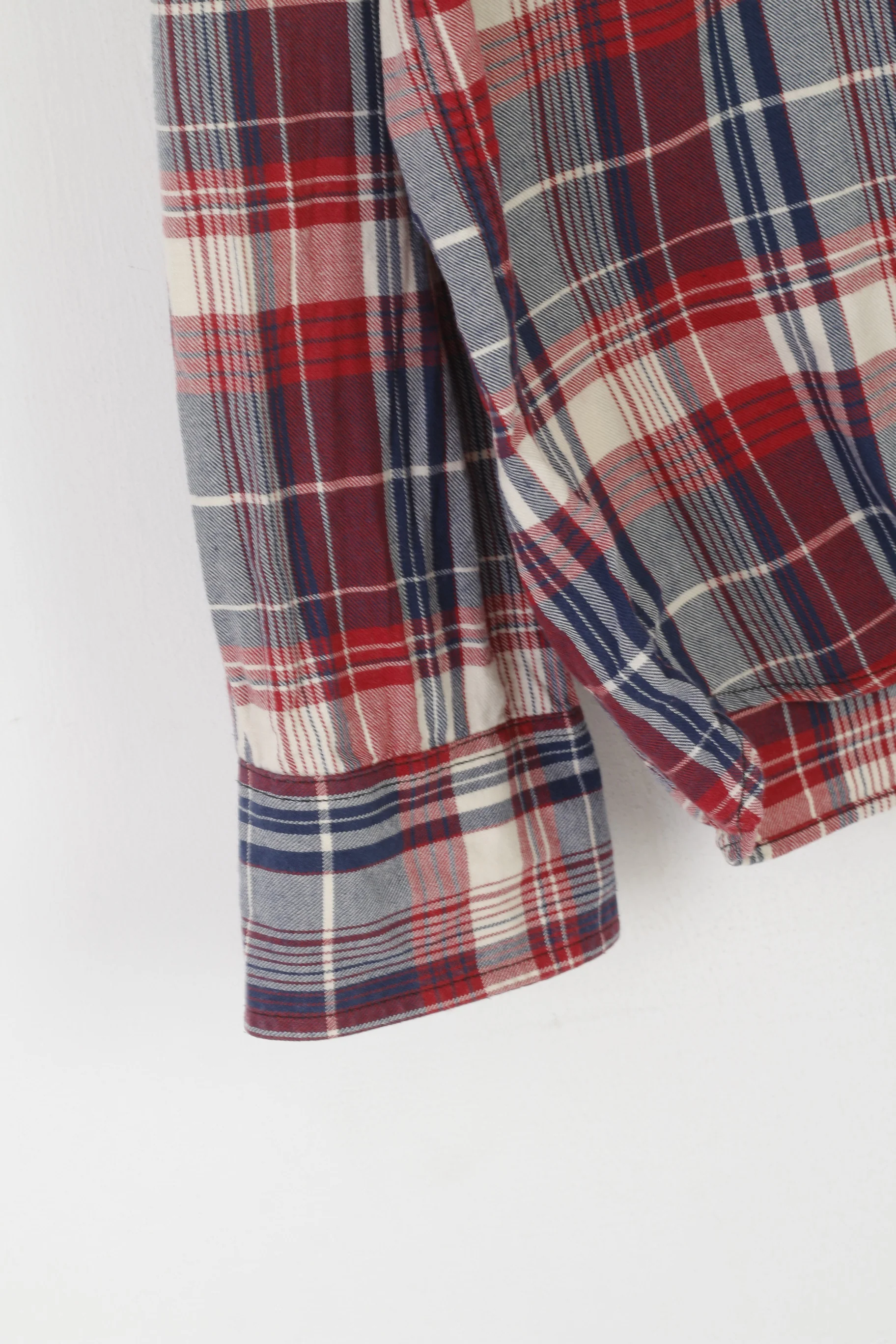 Levi's Men XXL Casual Shirt Maroon Check Cotton Snap Vintage Long Sleeve Top - Image 4