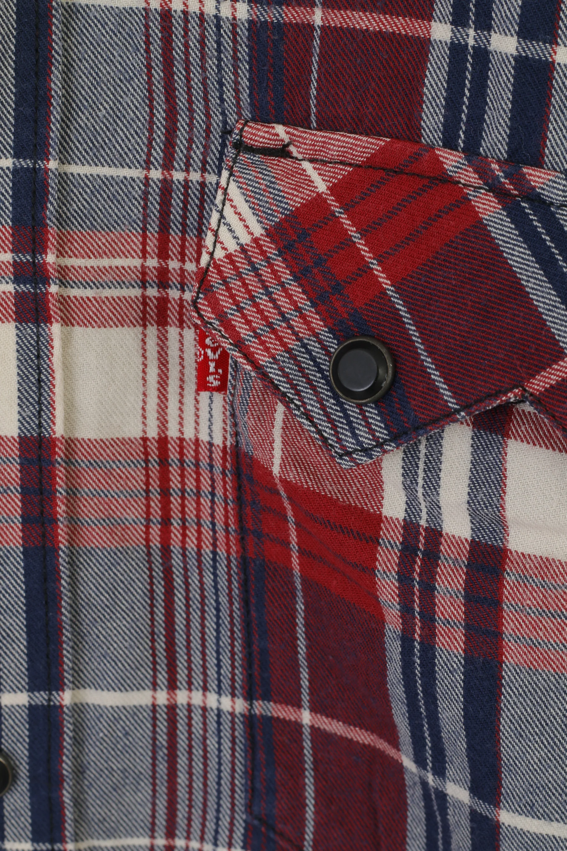Levi's Men XXL Casual Shirt Maroon Check Cotton Snap Vintage Long Sleeve Top - Image 5
