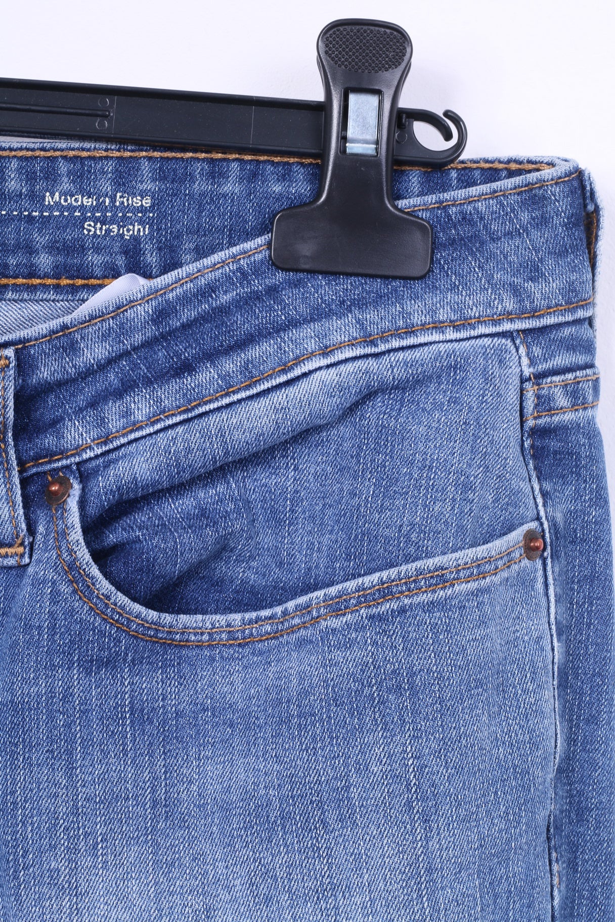 Levis Womens 32 Trousers Jeans Slight Curve Straight Blue Cotton Denim - Image 3