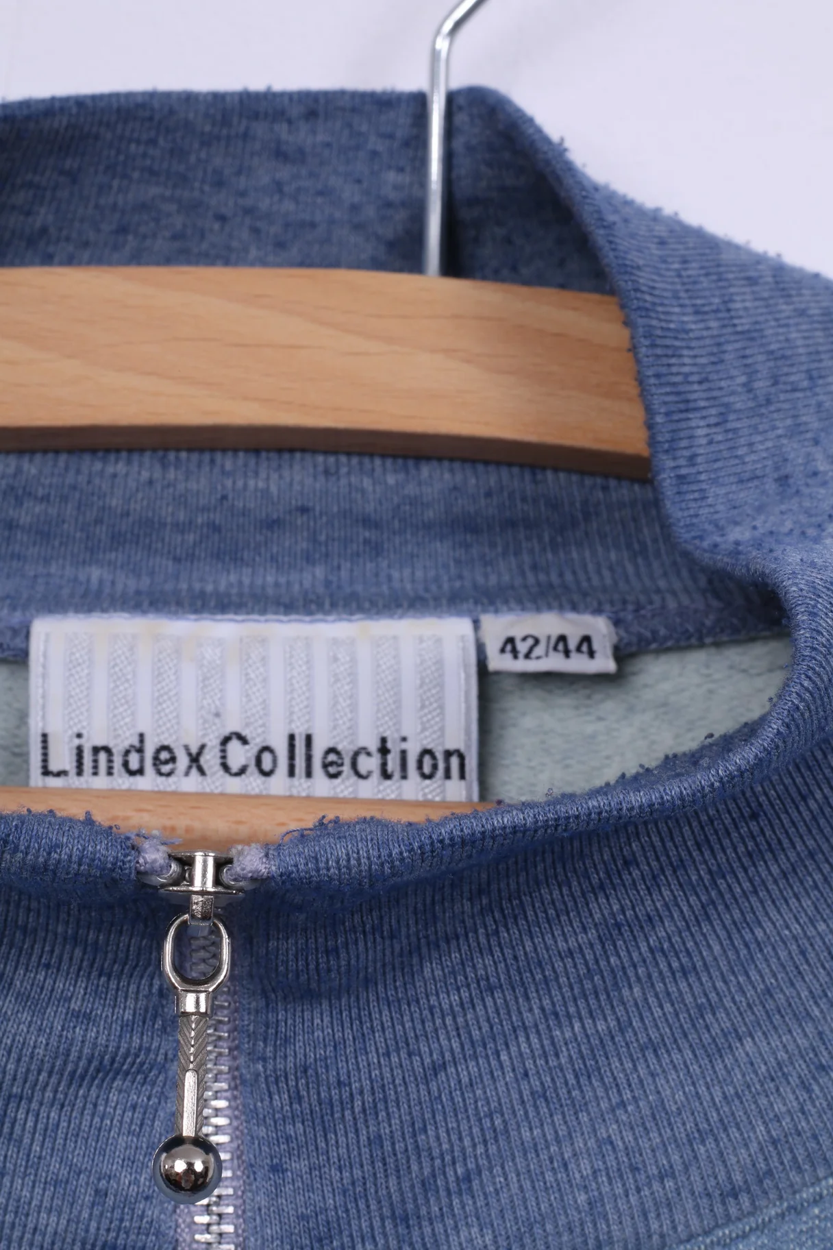 Lindex Collection For Women 42/44 XL Womens Graphic Jumper Zip Neck Blue Cotton - Image 4