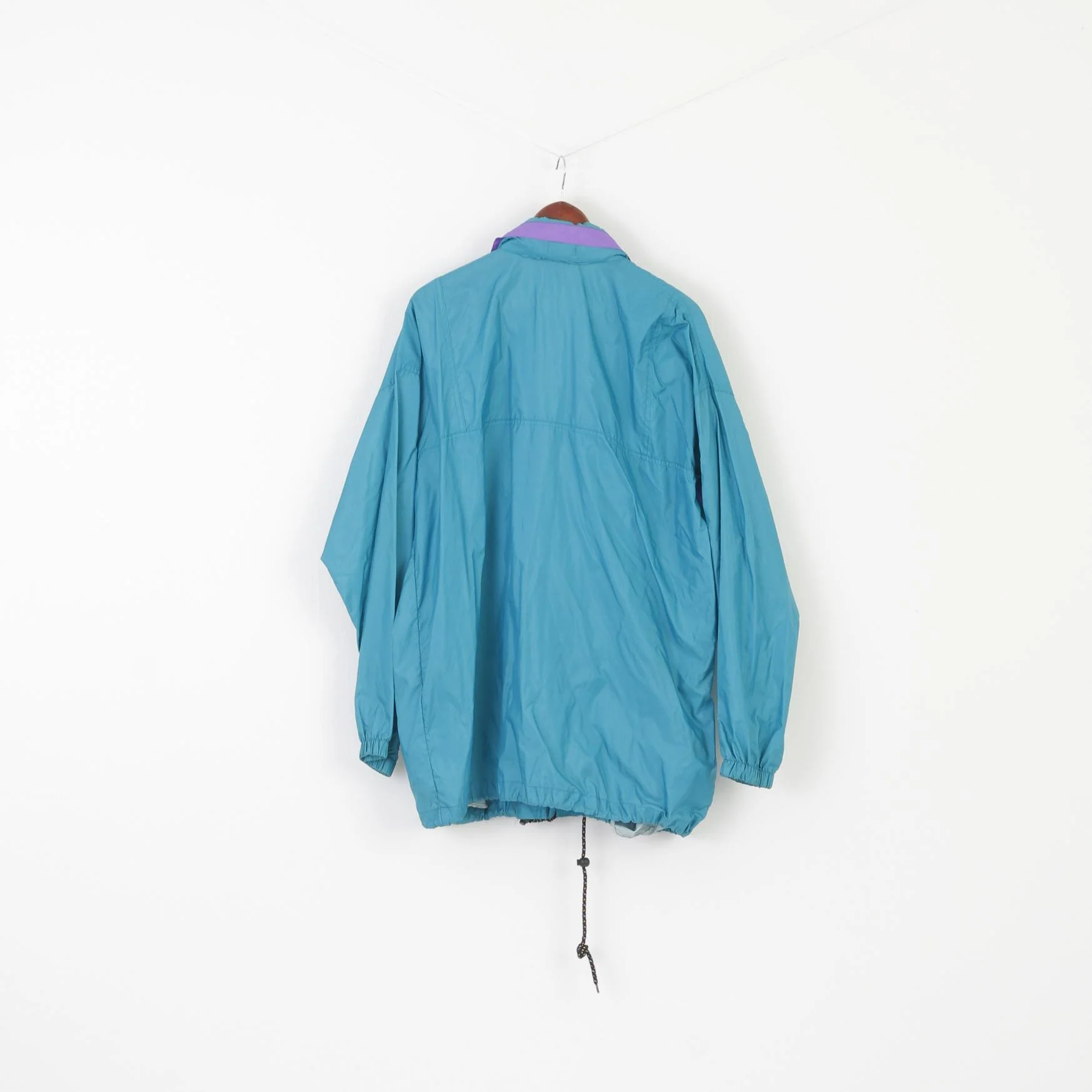 Linea Sporta Men L Jacket Green Nylon Shiny Vintage Packable Full Zipper Rain Top - Image 6