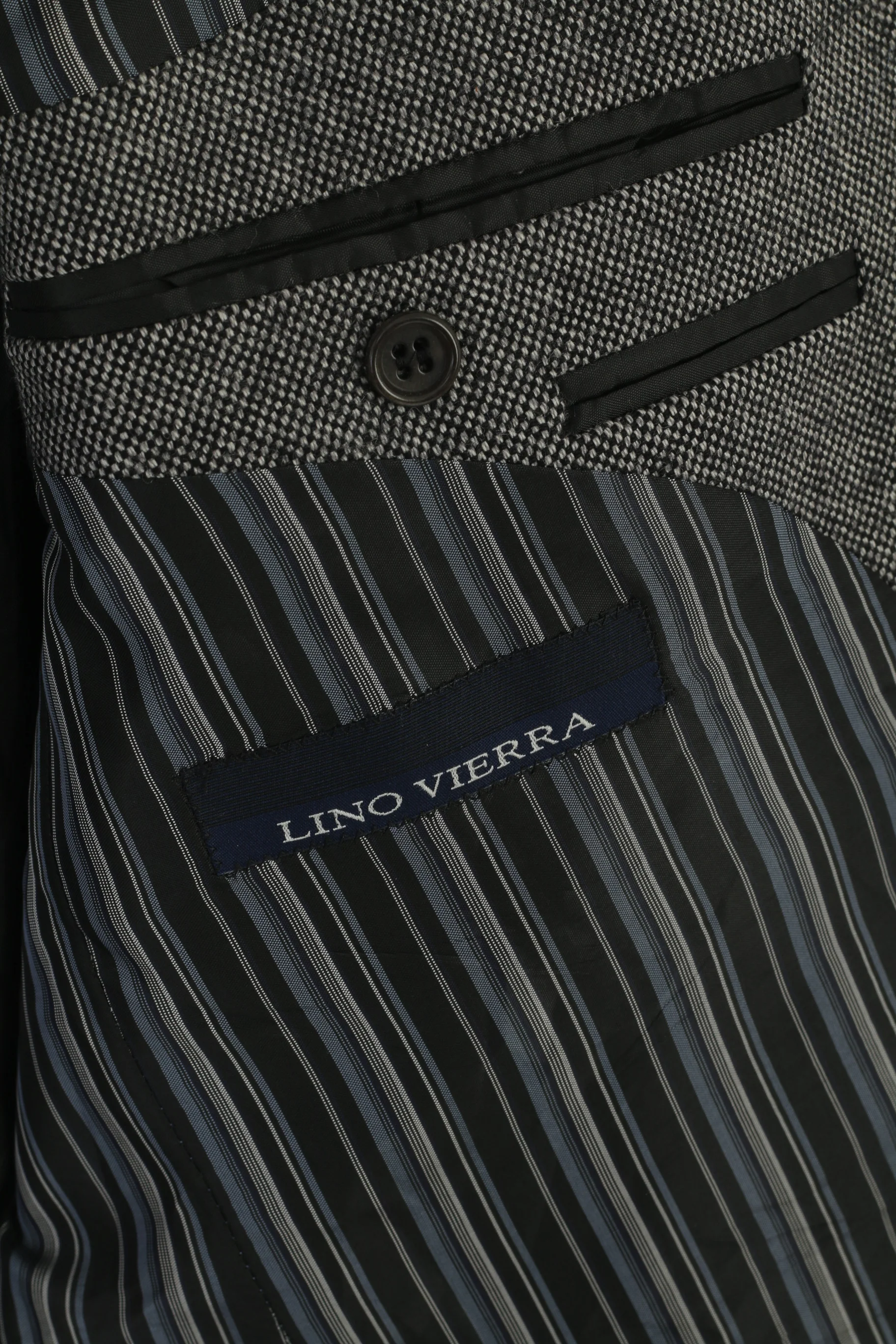 Lino Vierra Men 40 Blazer Gray Pure Wool Vintage Single Breasted Woolmark Jacket - Image 4