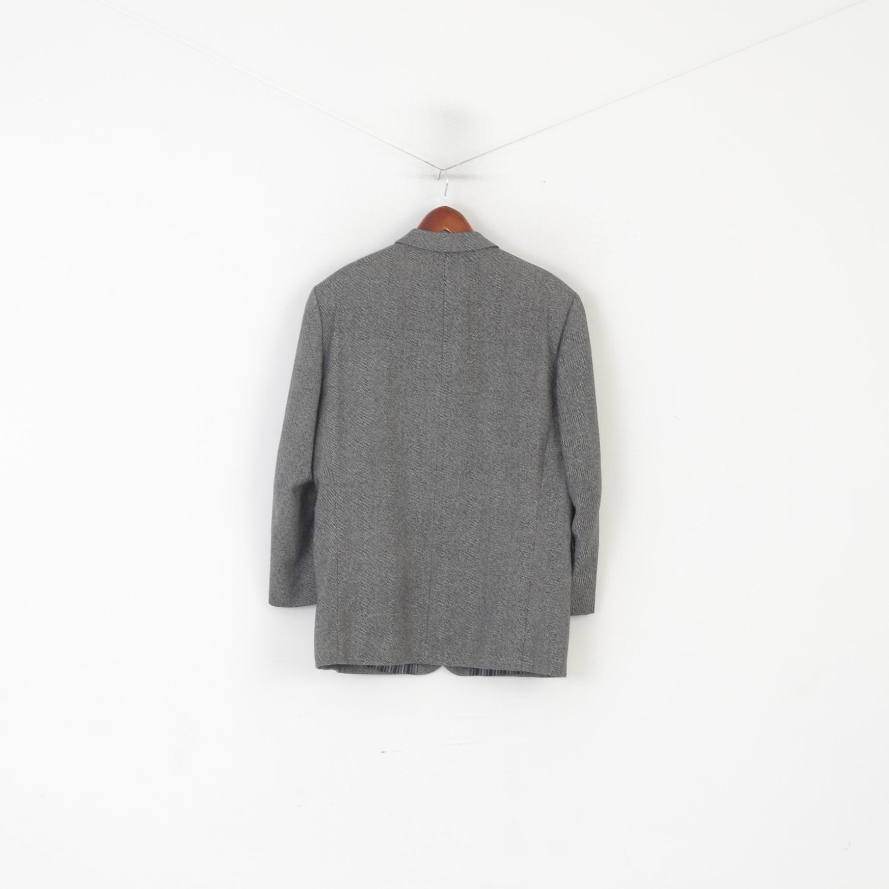 Lino Vierra Men 40 Blazer Gray Pure Wool Vintage Single Breasted Woolmark Jacket - Image 6