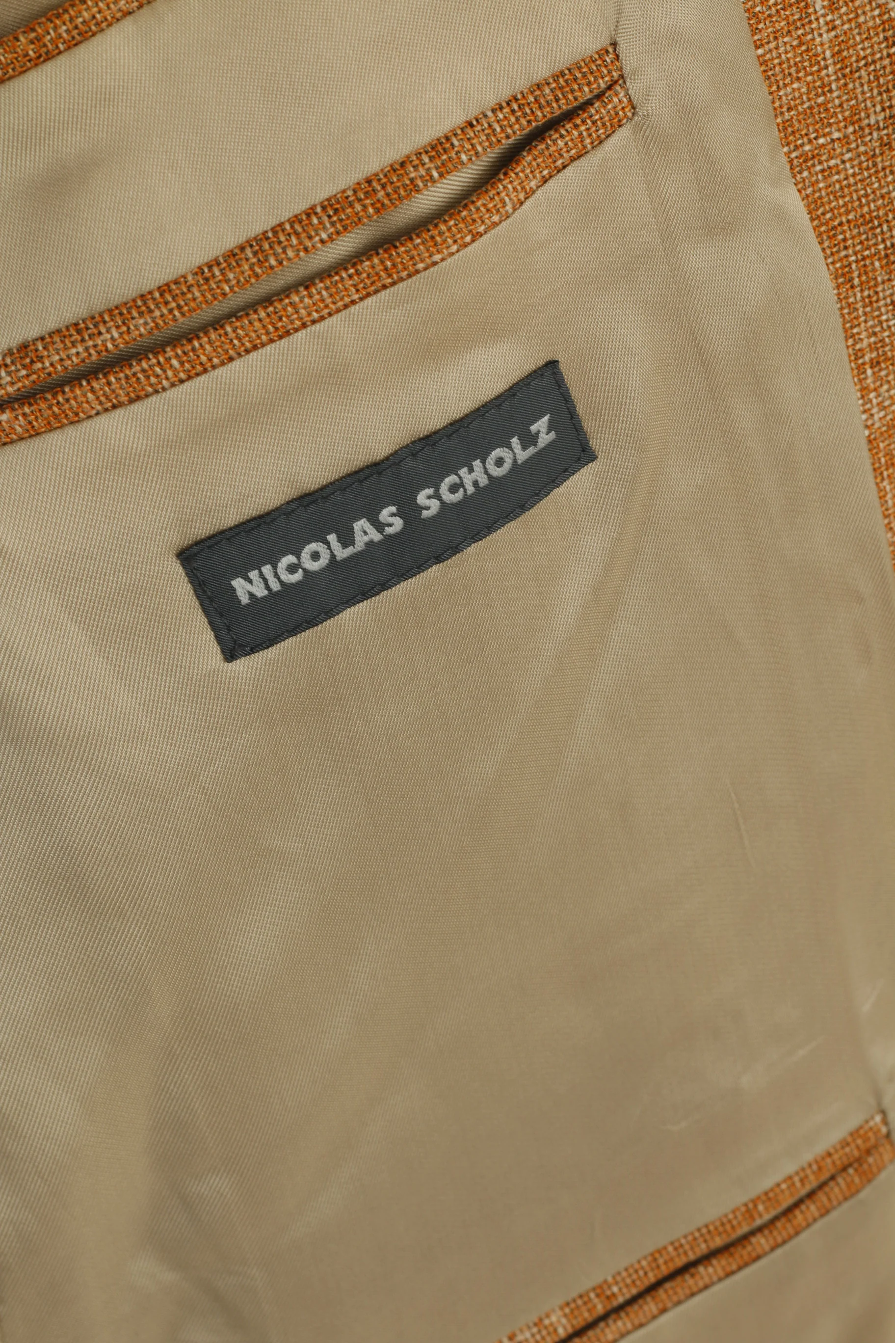 Nicolas Scholz Men 52 42 Blazer Brick Linen Blend Vintage Single Breasted Jacket - Image 5