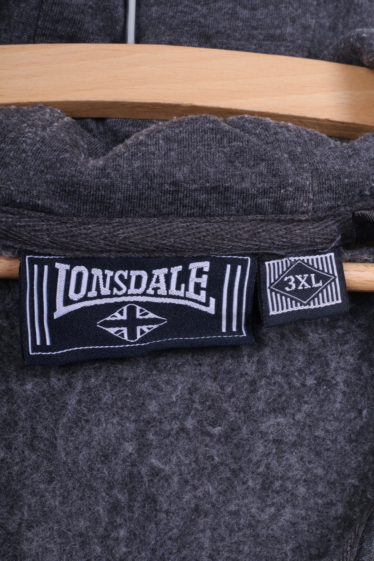 Lonsdale London Mens 3XL Bodywarmer Sleeveless Vest Grey Hooded Cotton Full Zipper Sportswear - Image 4