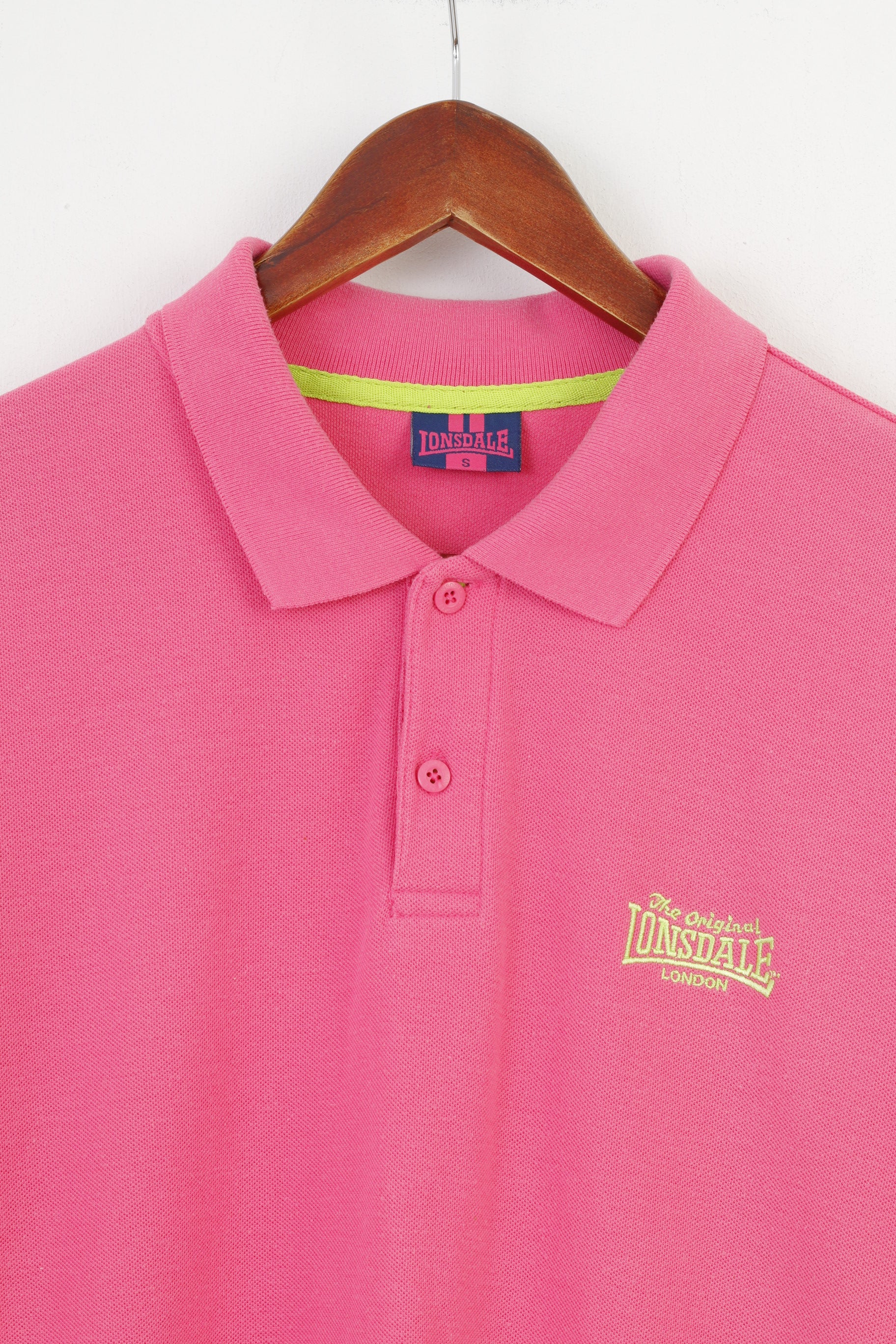 Lonsdale Men S Polo Shirt Pink Cotton Collar Short Sleeve Top - Image 2