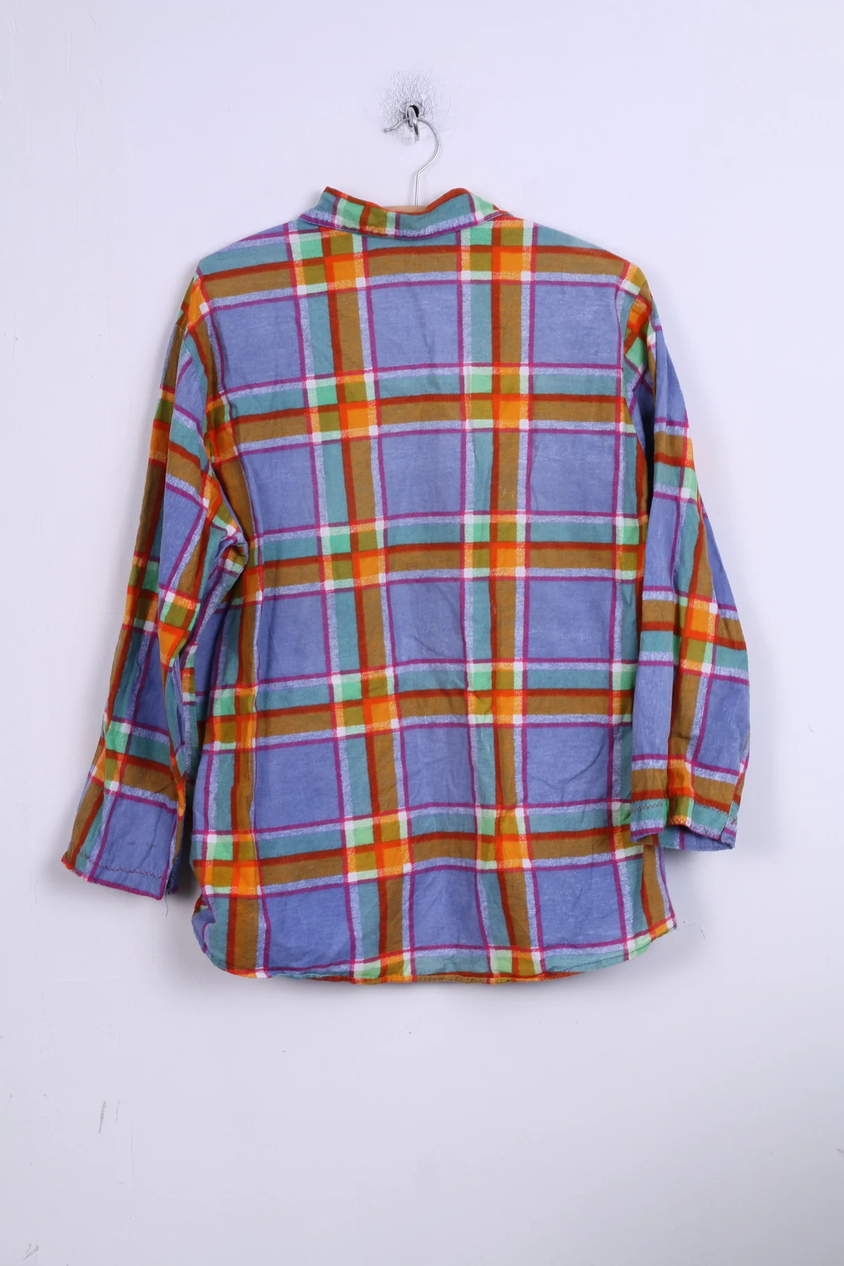 Lora Mens 42 176-182 Casual Shirt Check Blue Orange - Image 4