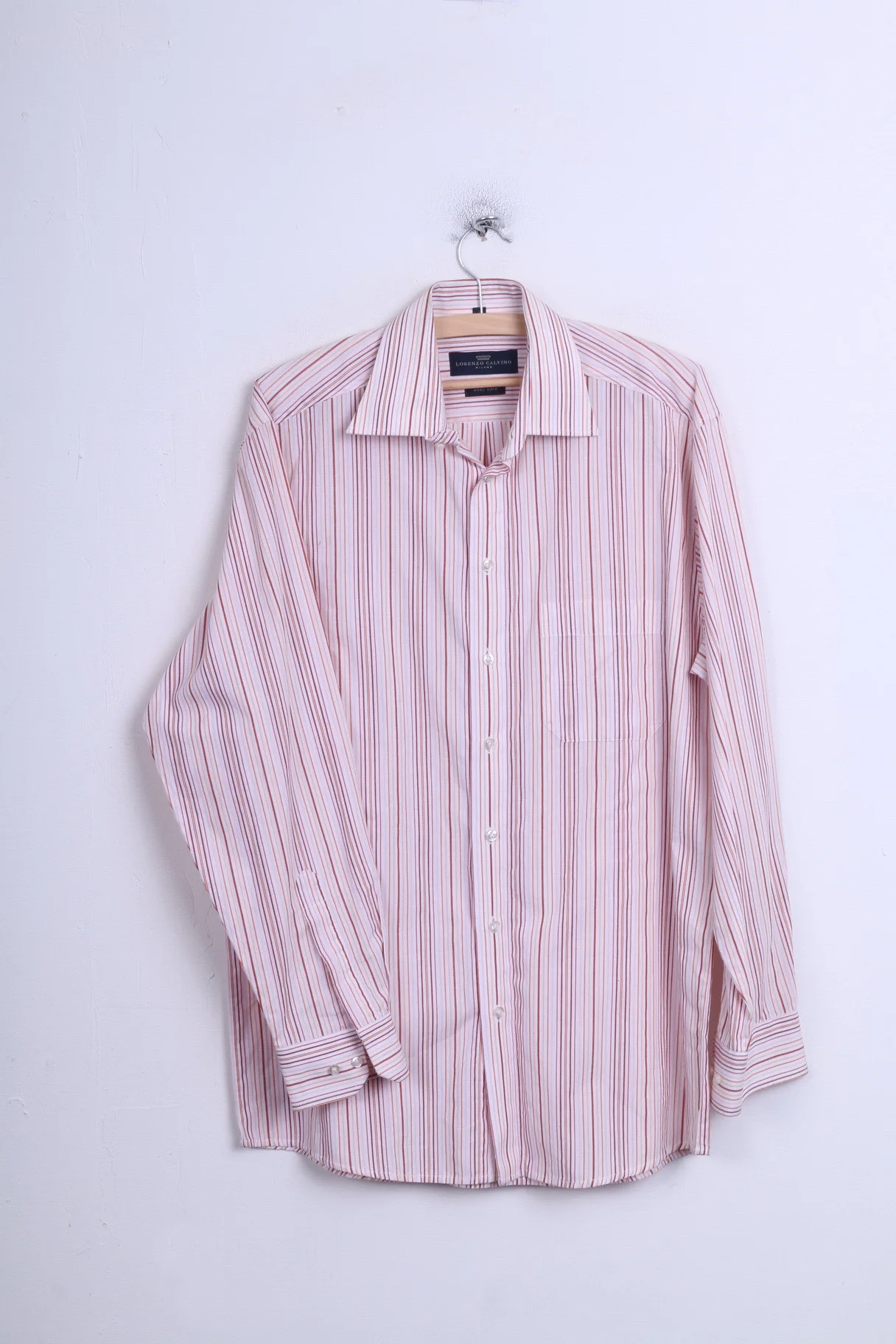 LORENZO CALVINO Milano Mens M 39 Casual Shirt Pink Cotton
