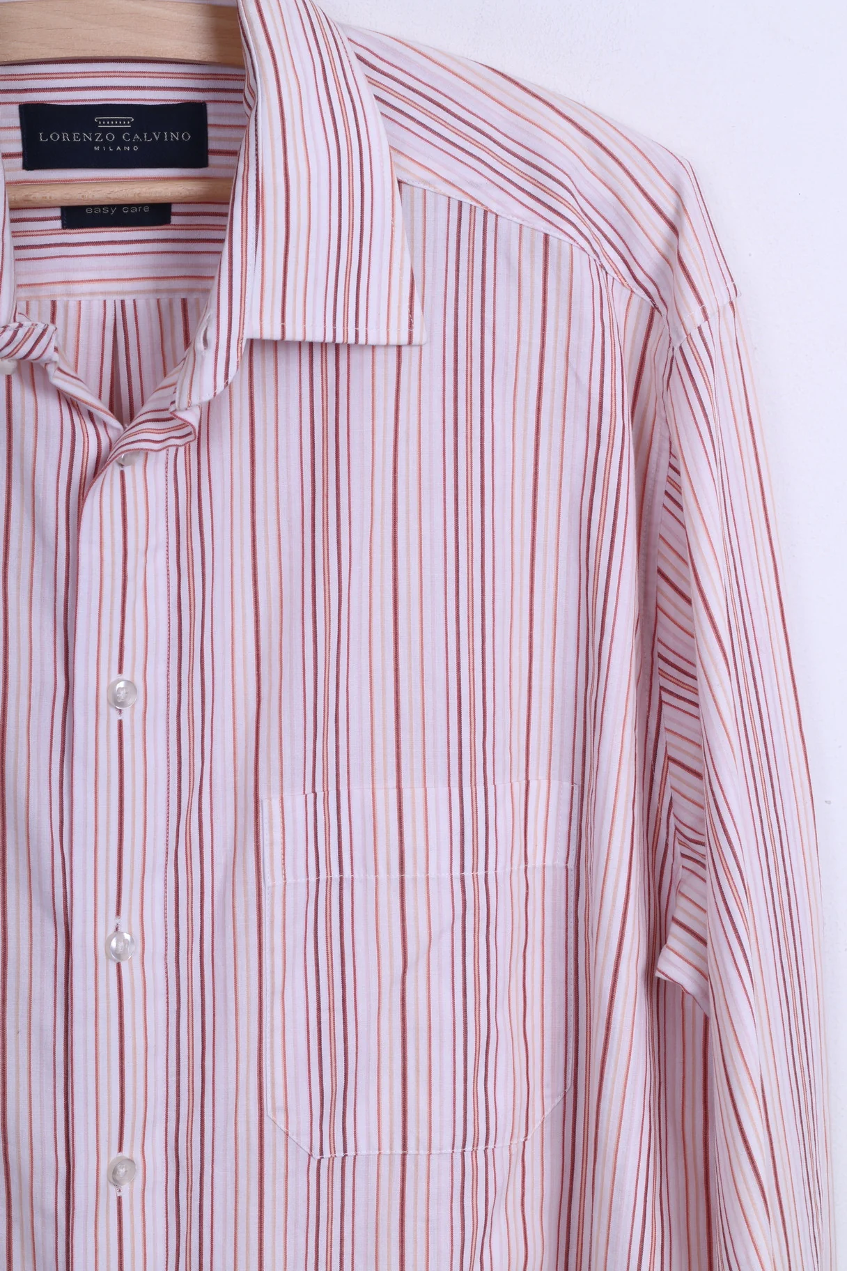 LORENZO CALVINO Milano Mens M 39 Casual Shirt Pink Cotton - Image 3