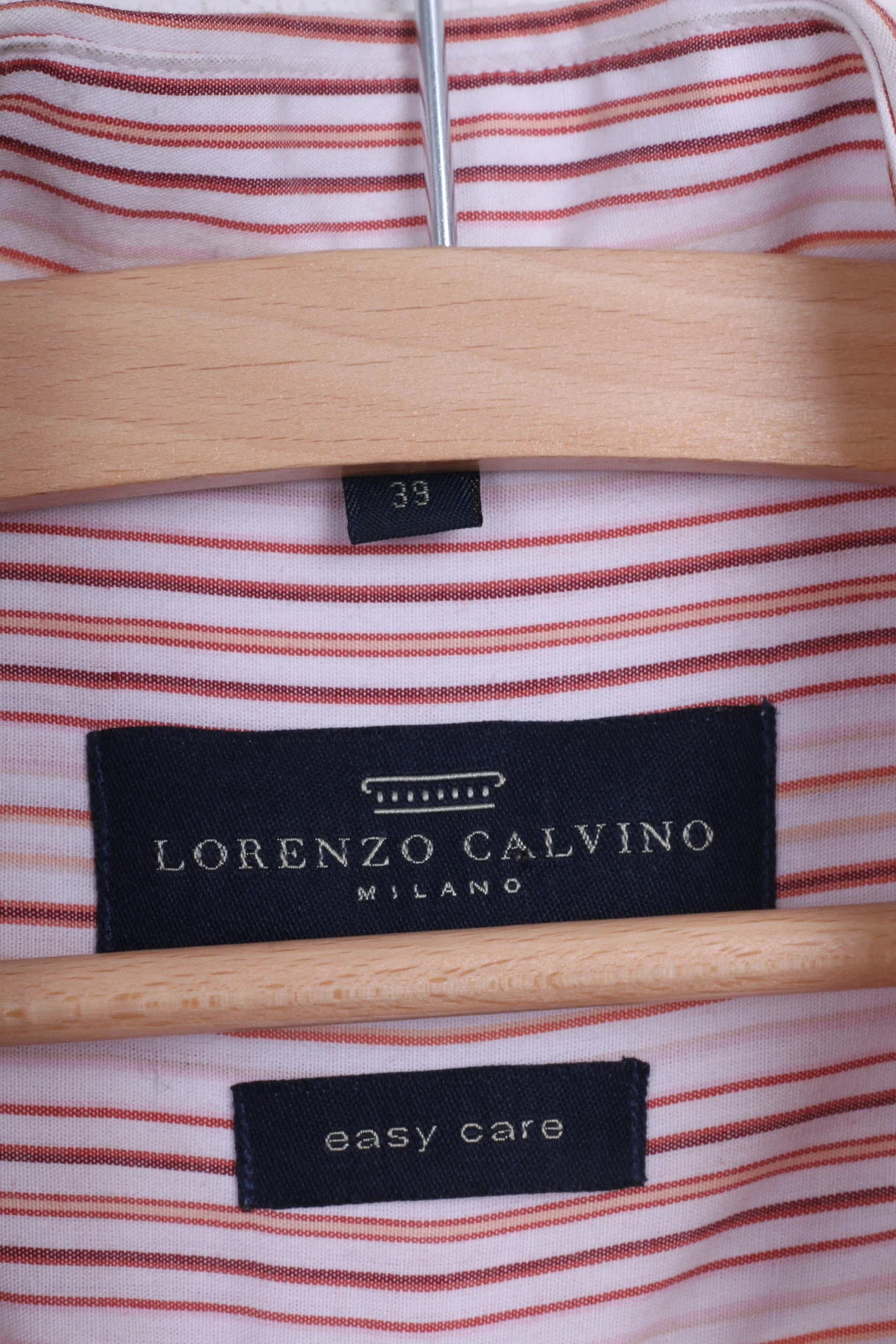 LORENZO CALVINO Milano Mens M 39 Casual Shirt Pink Cotton - Image 4