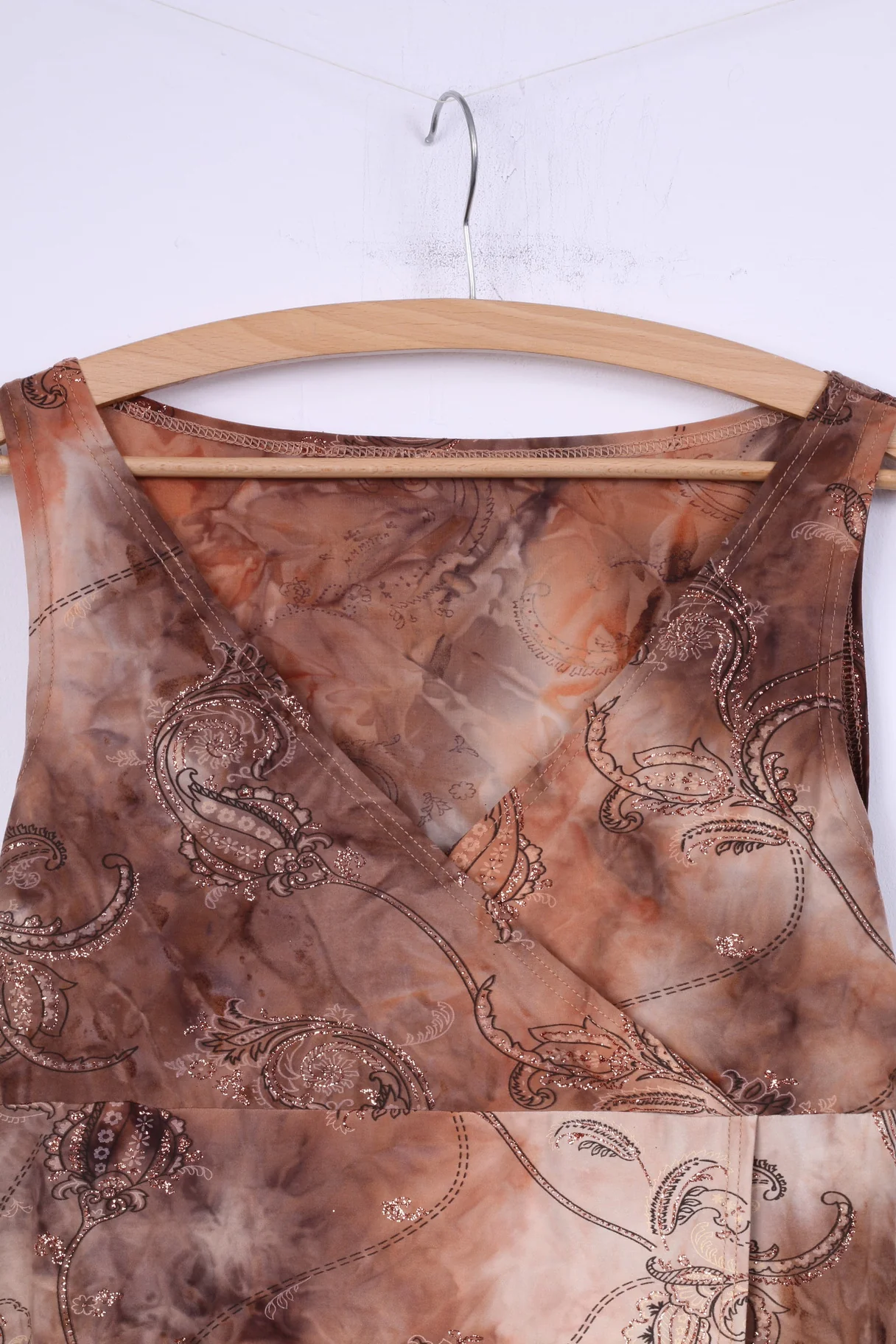 Lorsay Womens L Top V Neck Tie Dye Peach Sleeveless - Image 2