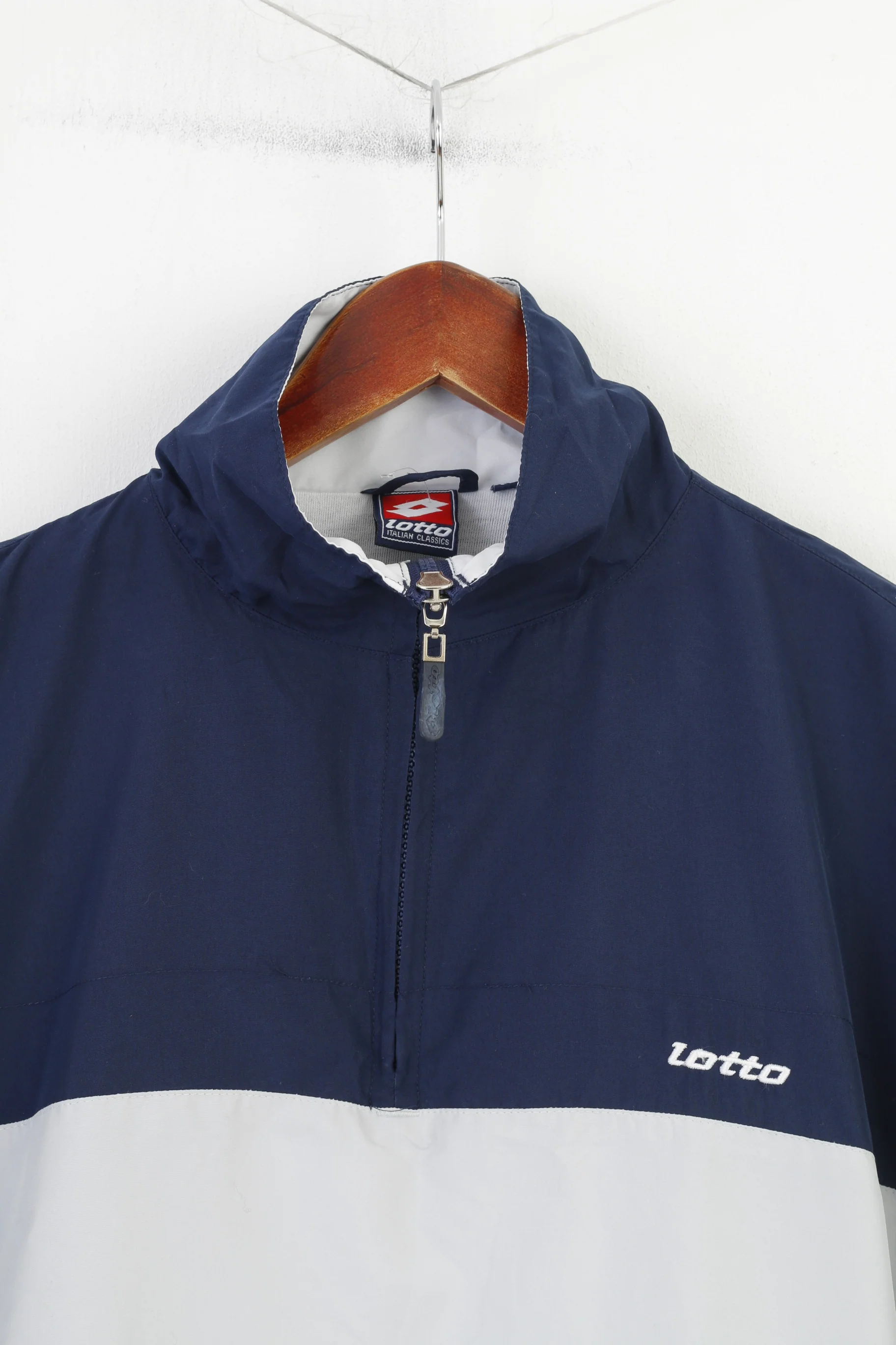 Lotto Boys LB 16 Age Jacket Navy Zip Neck Pullover Sportswear Lightweight Pockets Training Vintage Italian Classic Top - Image 2